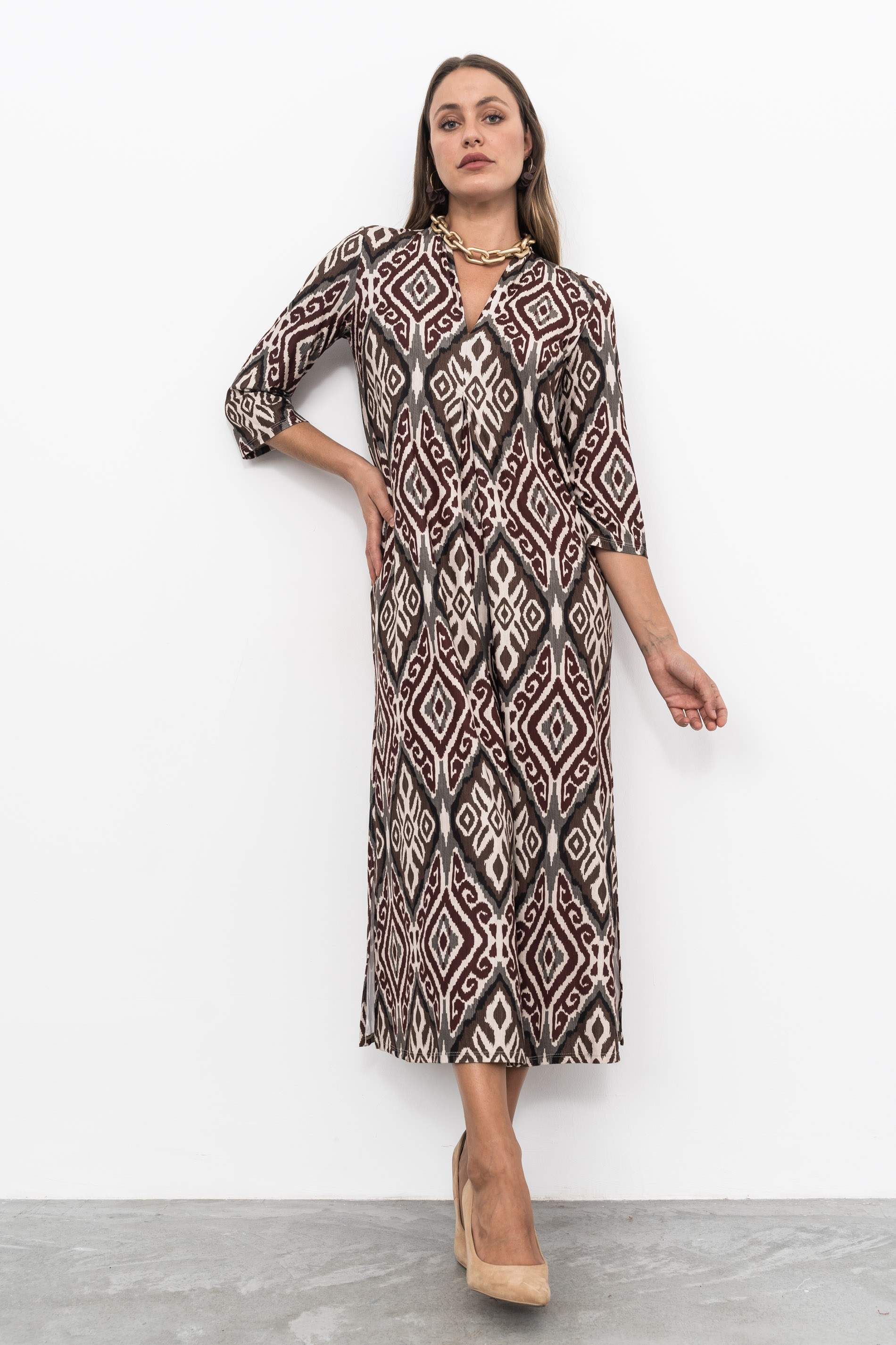 VESTIDO LARGO PLIEGUE AZTECA