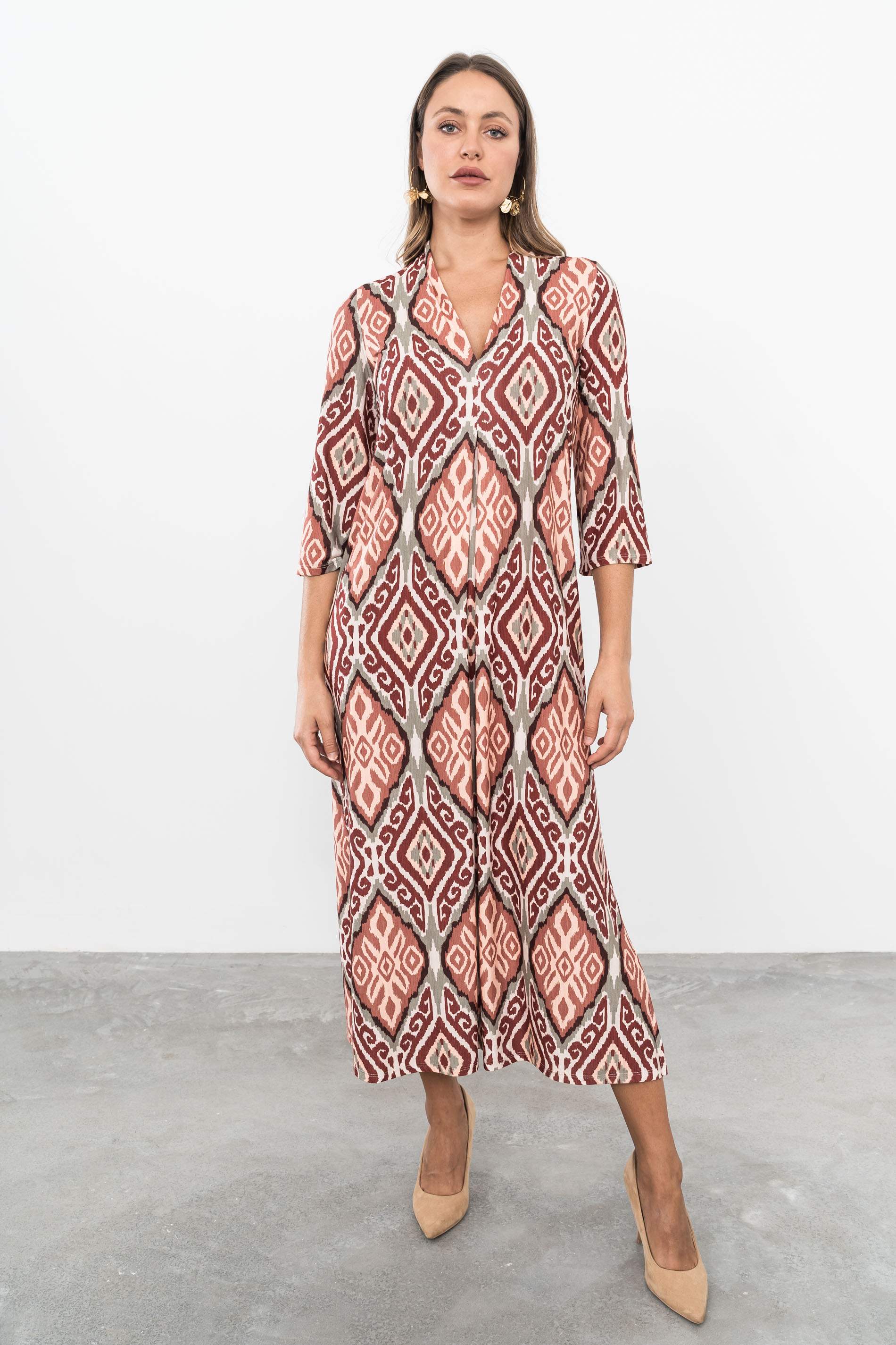 VESTIDO LARGO PLIEGUE AZTECA CALDERA