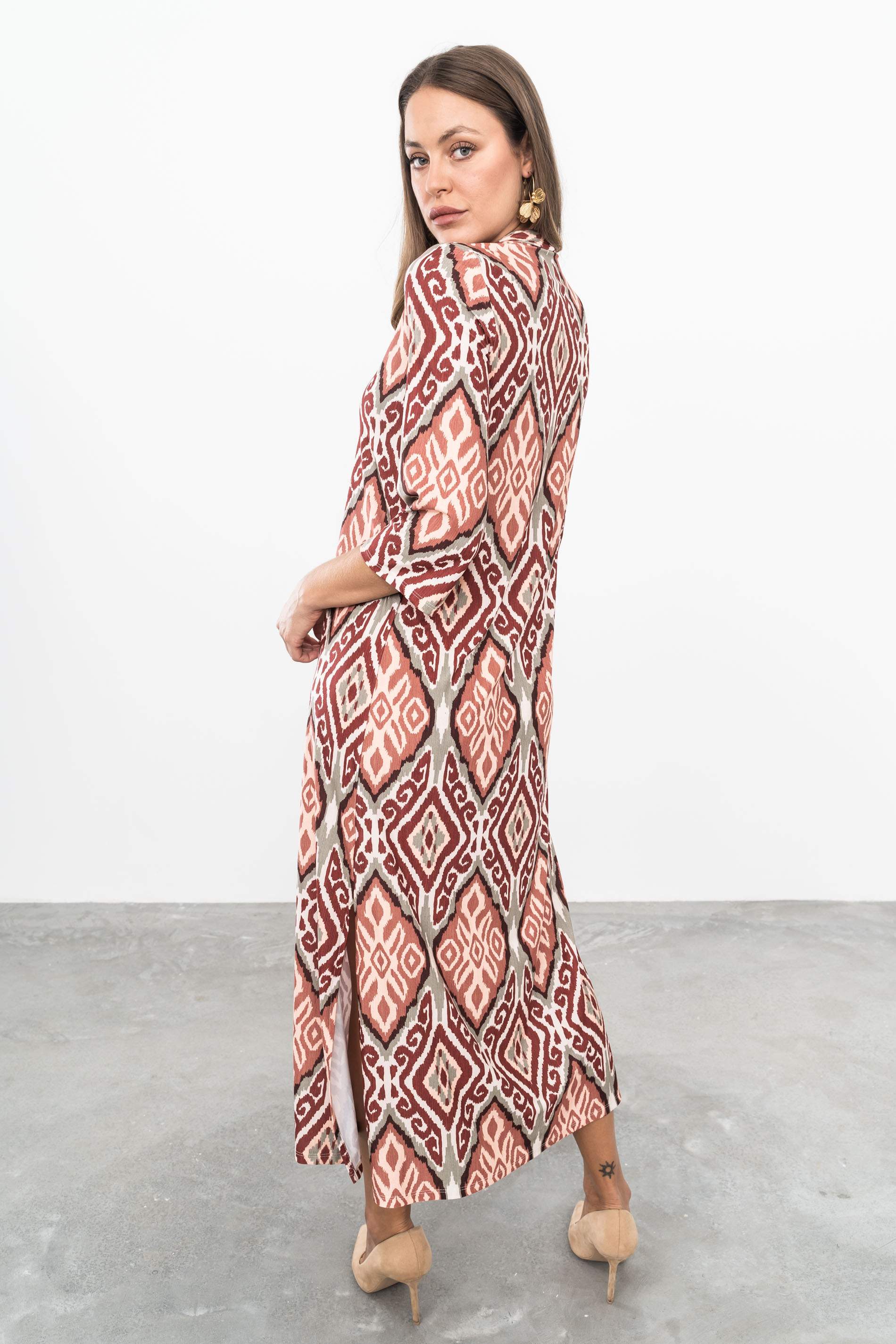 VESTIDO LARGO PLIEGUE AZTECA CALDERA