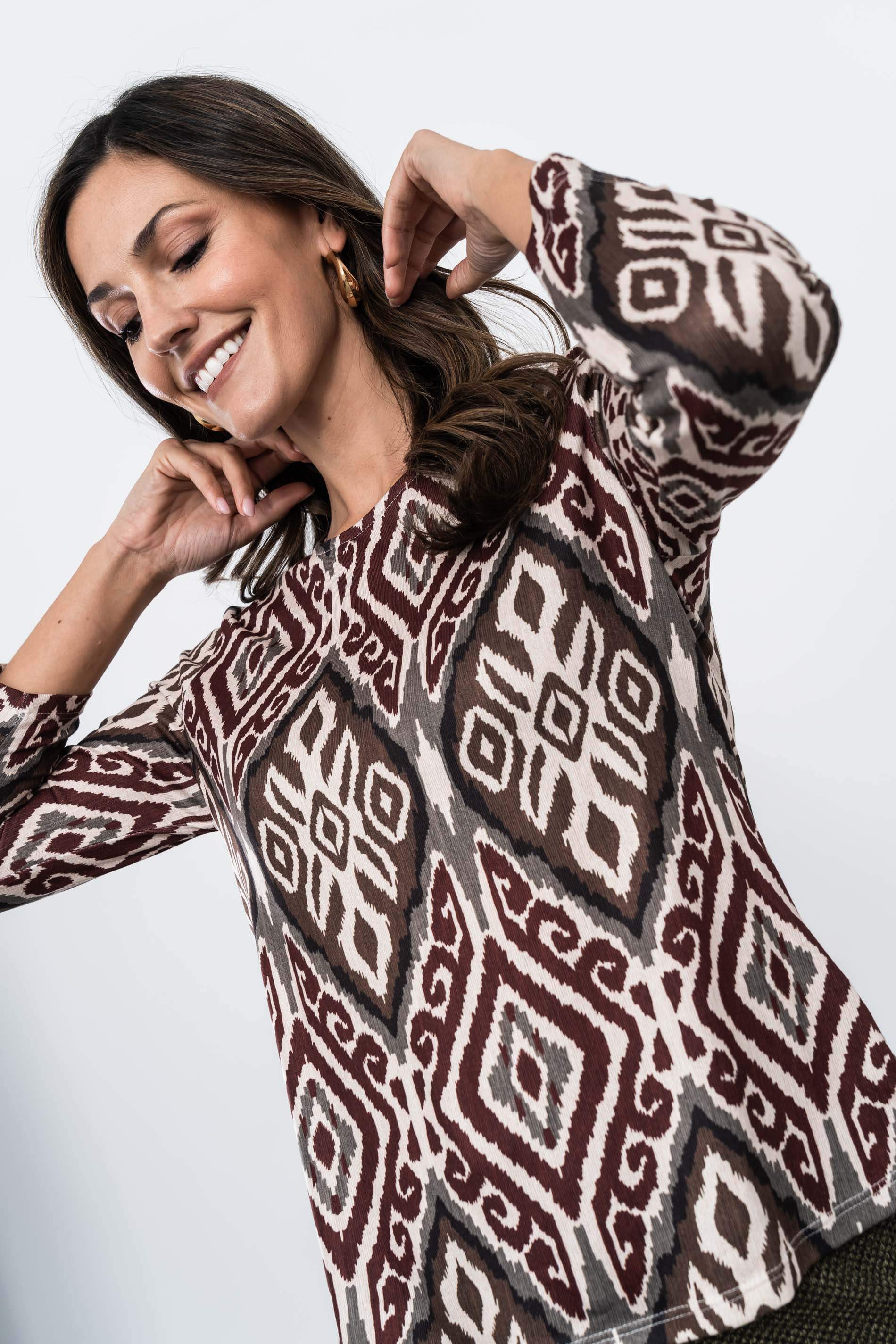 CAMISETA PUNTO AZTECA KAKI