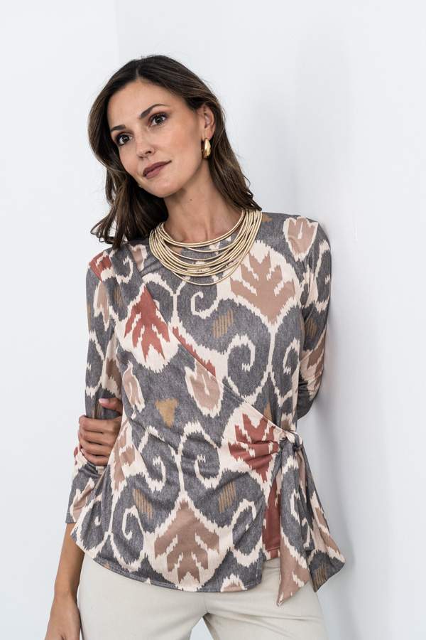 CAMISETA PUNTO CRUZADA ESPIGA GRIS