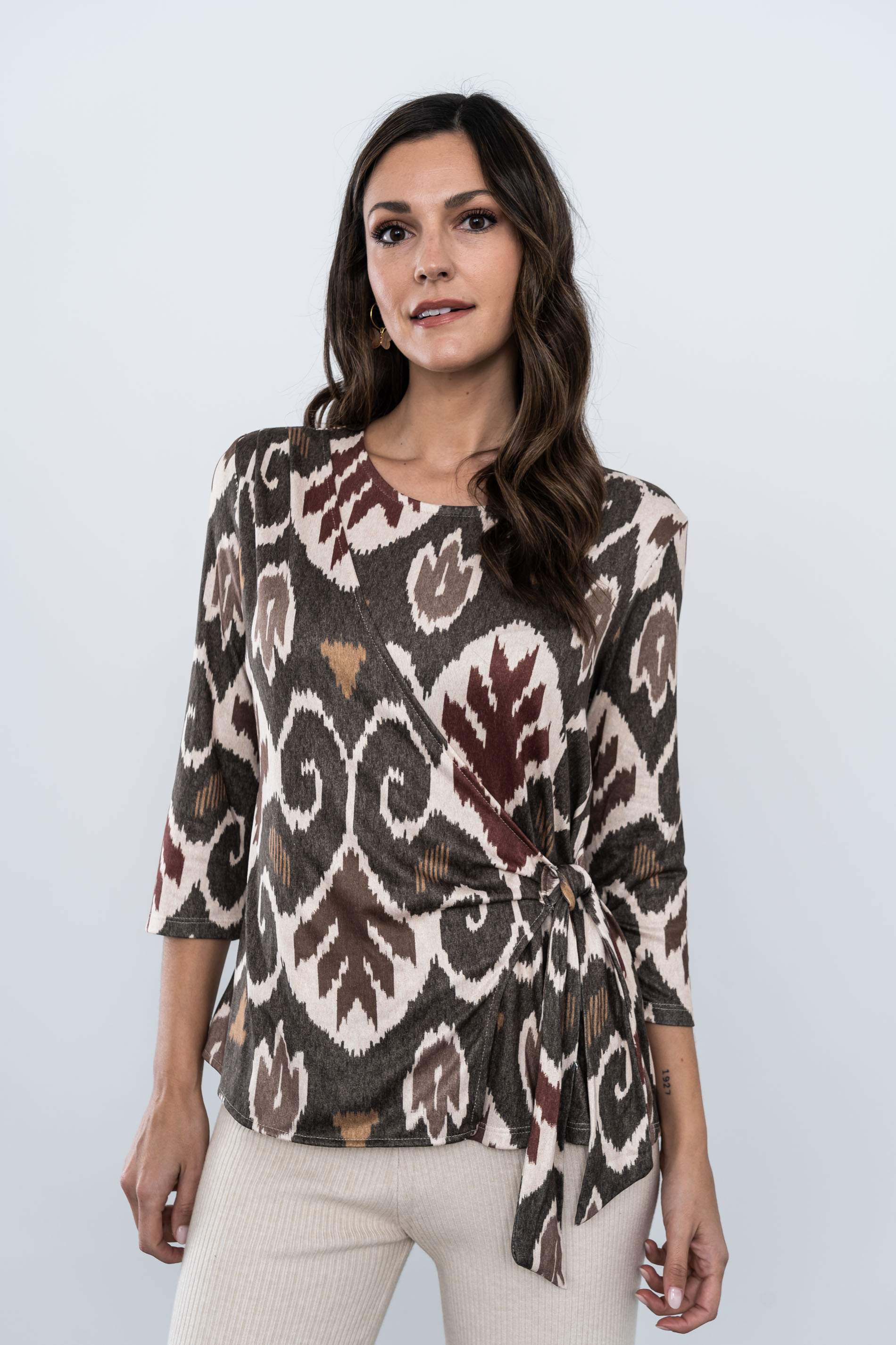 CAMISETA PUNTO CRUZADA ESPIGA KAKI