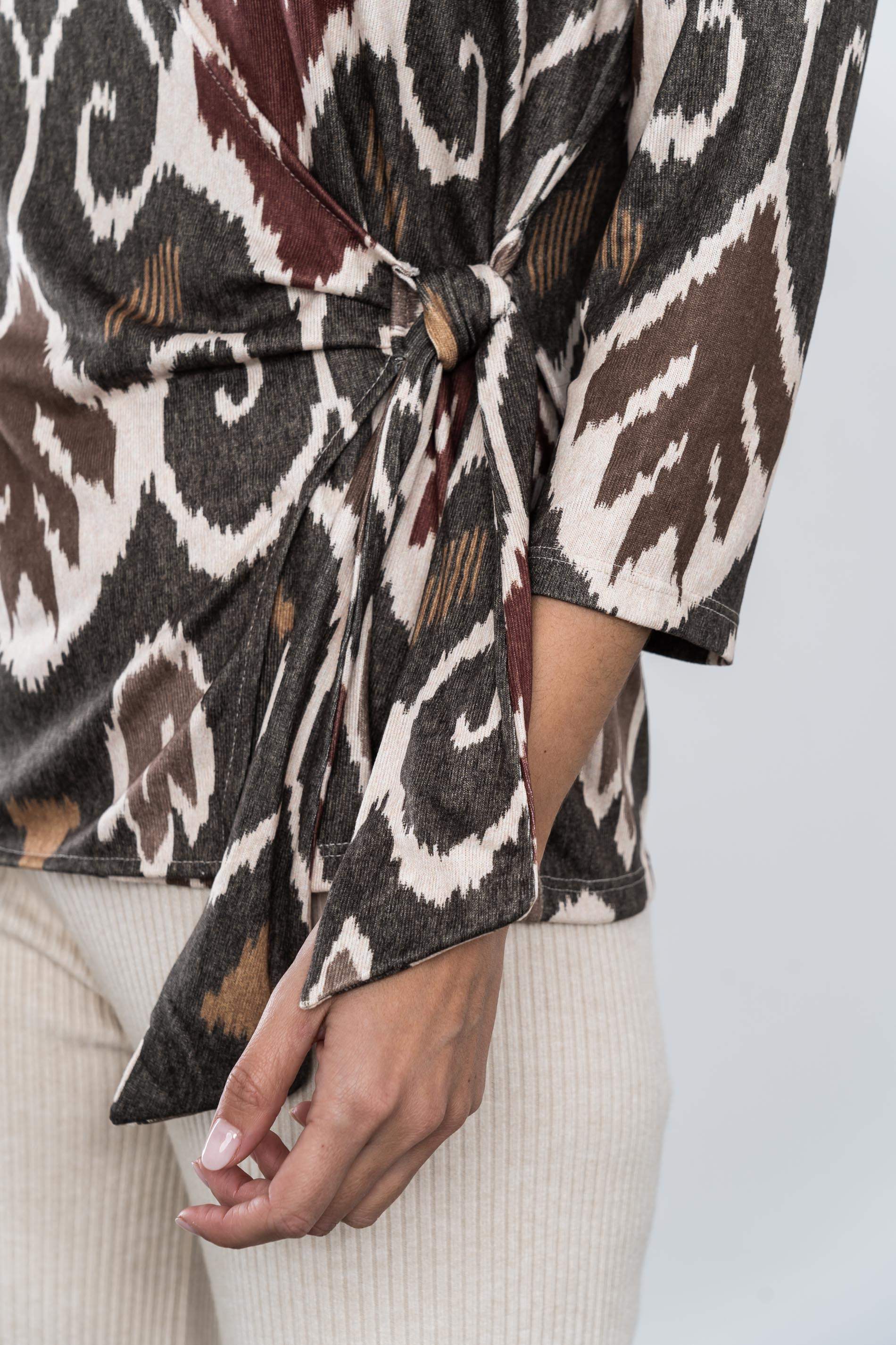 CAMISETA PUNTO CRUZADA ESPIGA KAKI