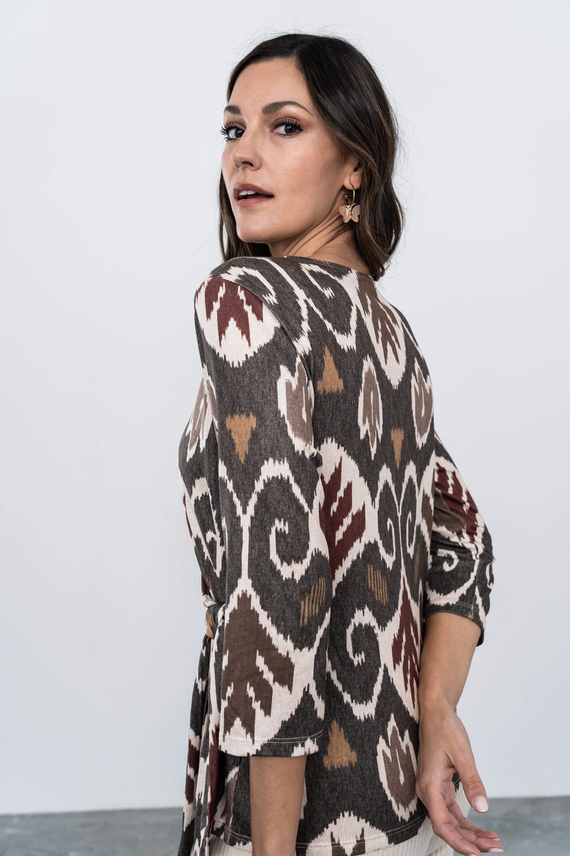 CAMISETA PUNTO CRUZADA ESPIGA KAKI