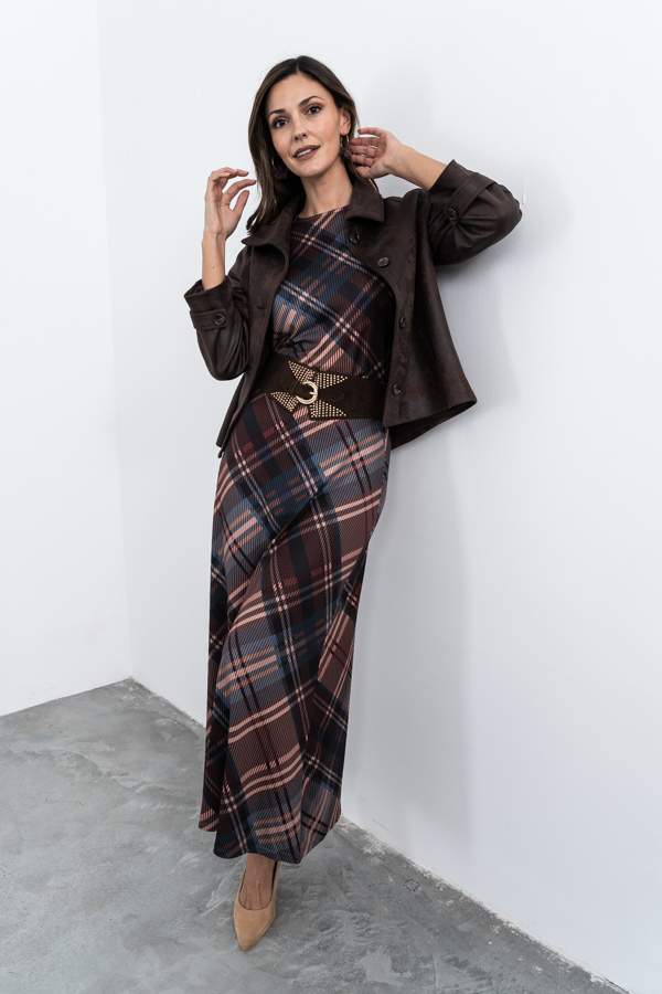 FALDA LARGA PUNTO CUADROS