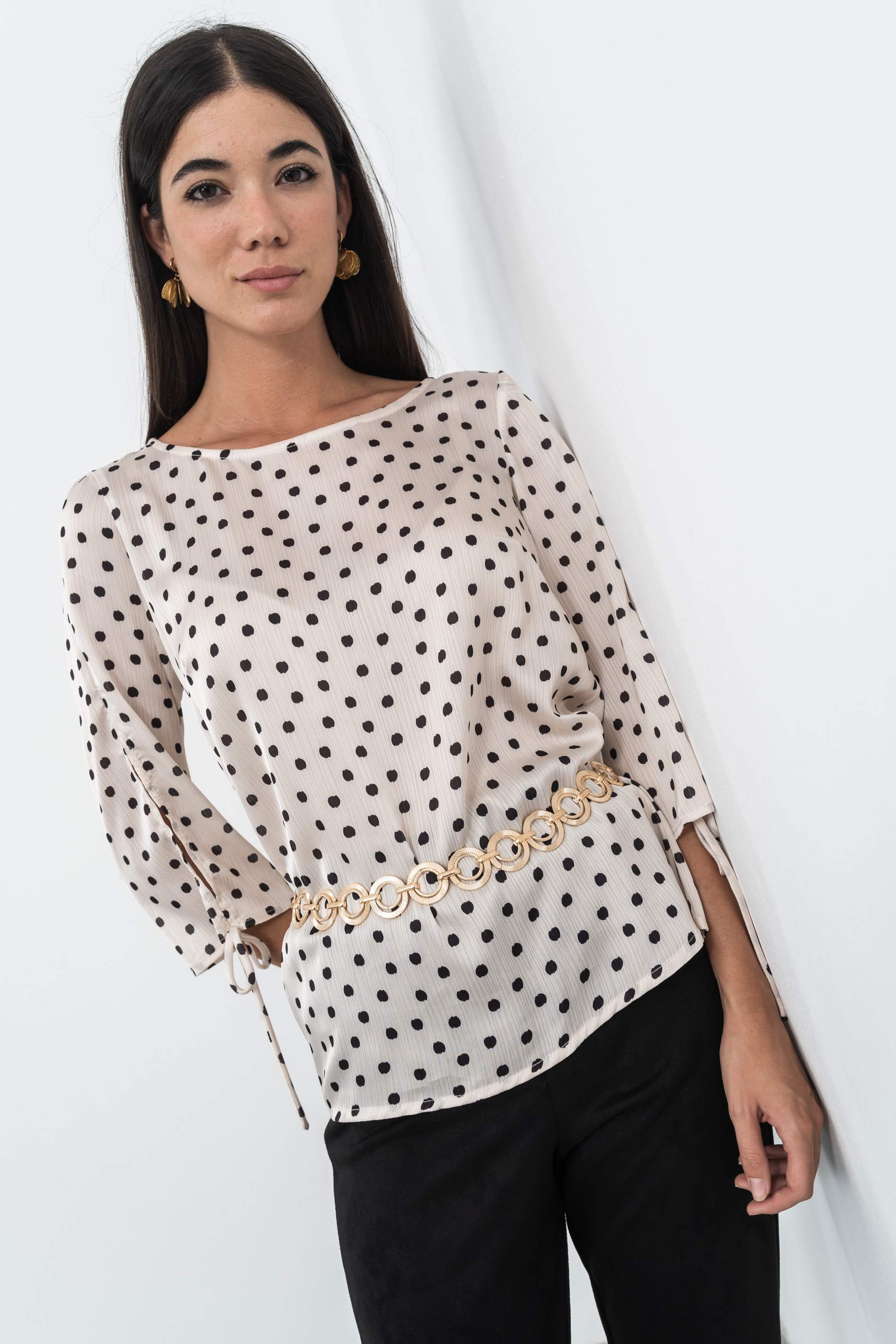 BLUSA LAZOS TOPO NEGRO