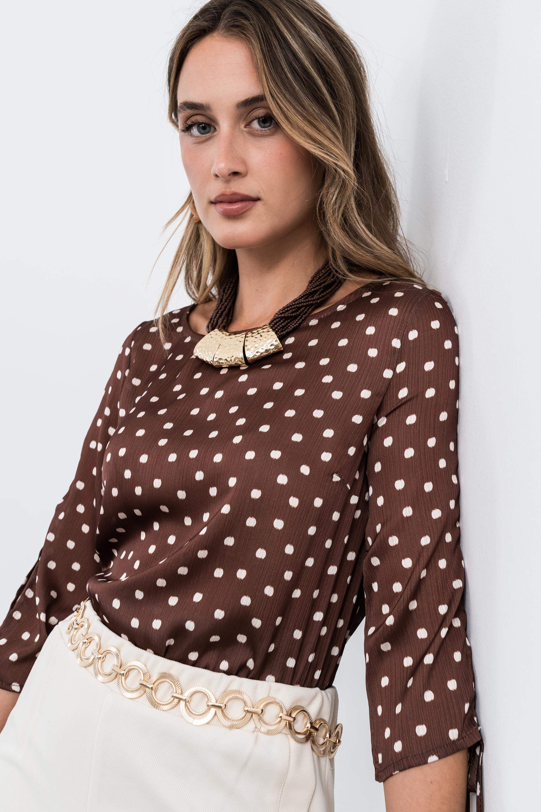 BLUSA LAZOS TOPO CHOCOLATE