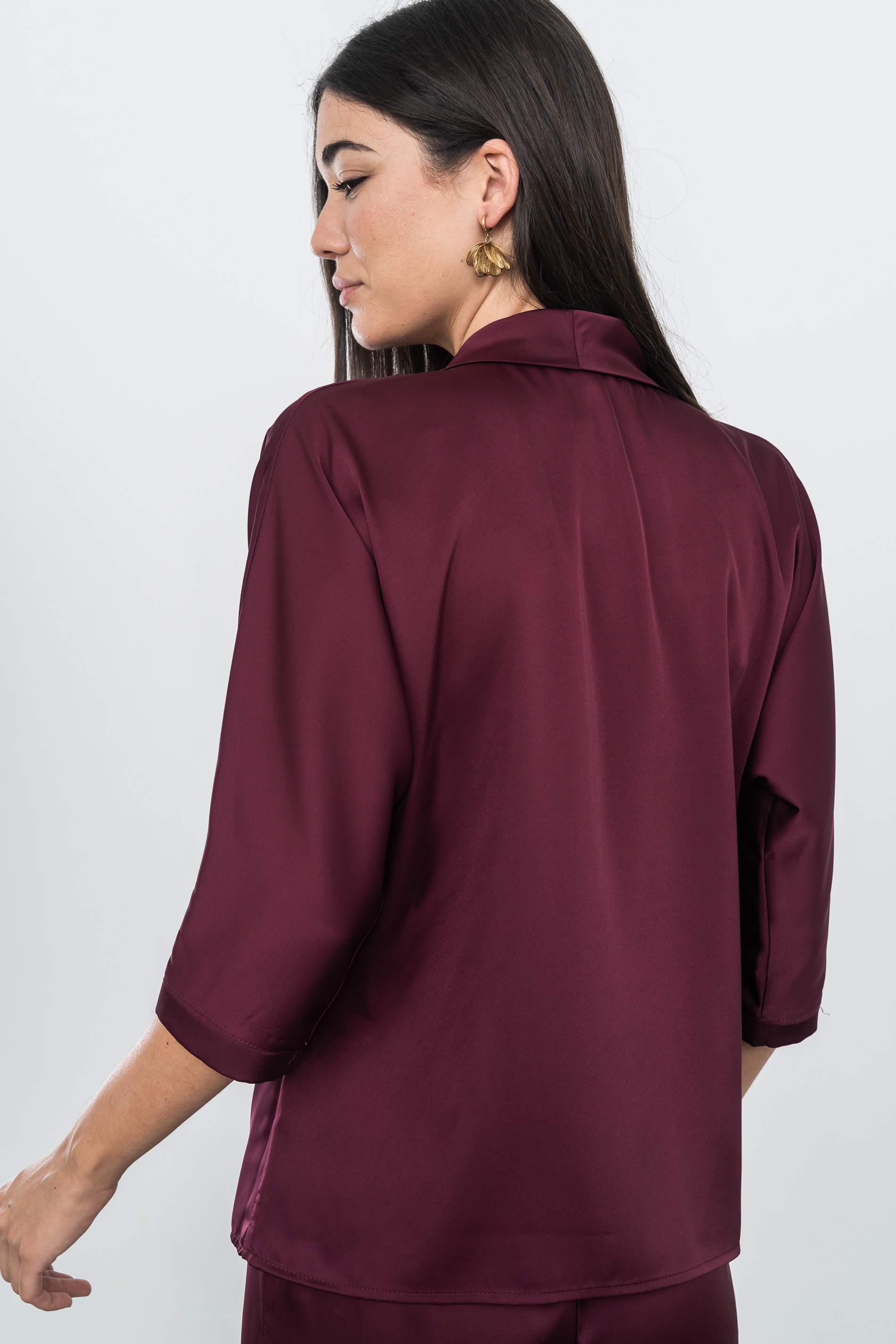 BLUSA SMOKING SATINADA GRANATE