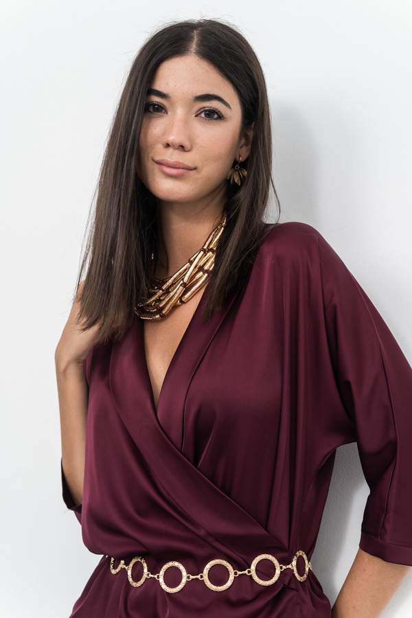 BLUSA SMOKING SATINADA GRANATE