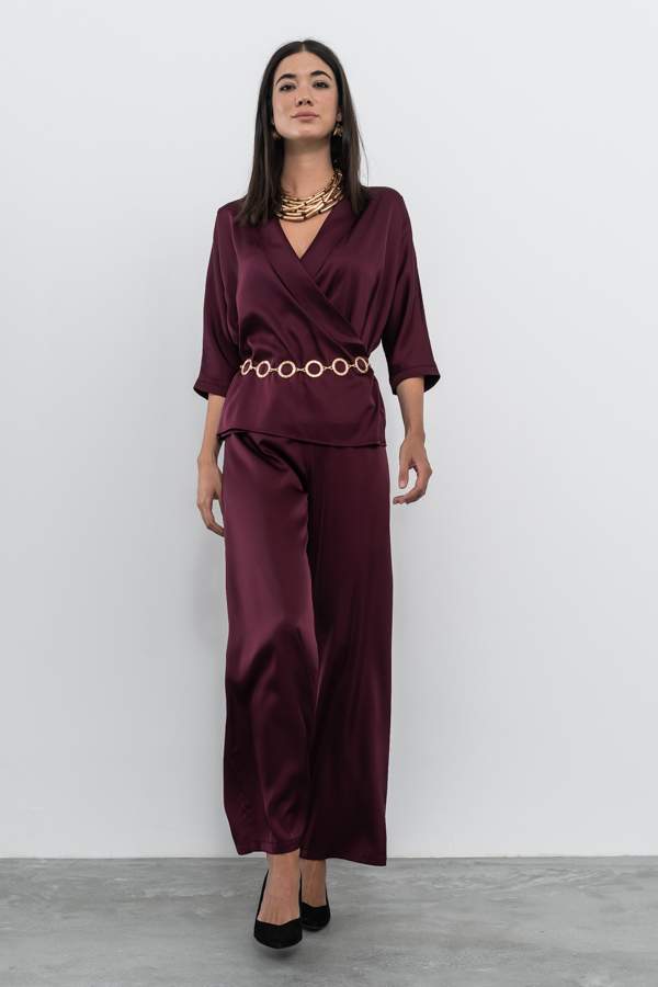 PANTALÓN SATINADO GRANATE