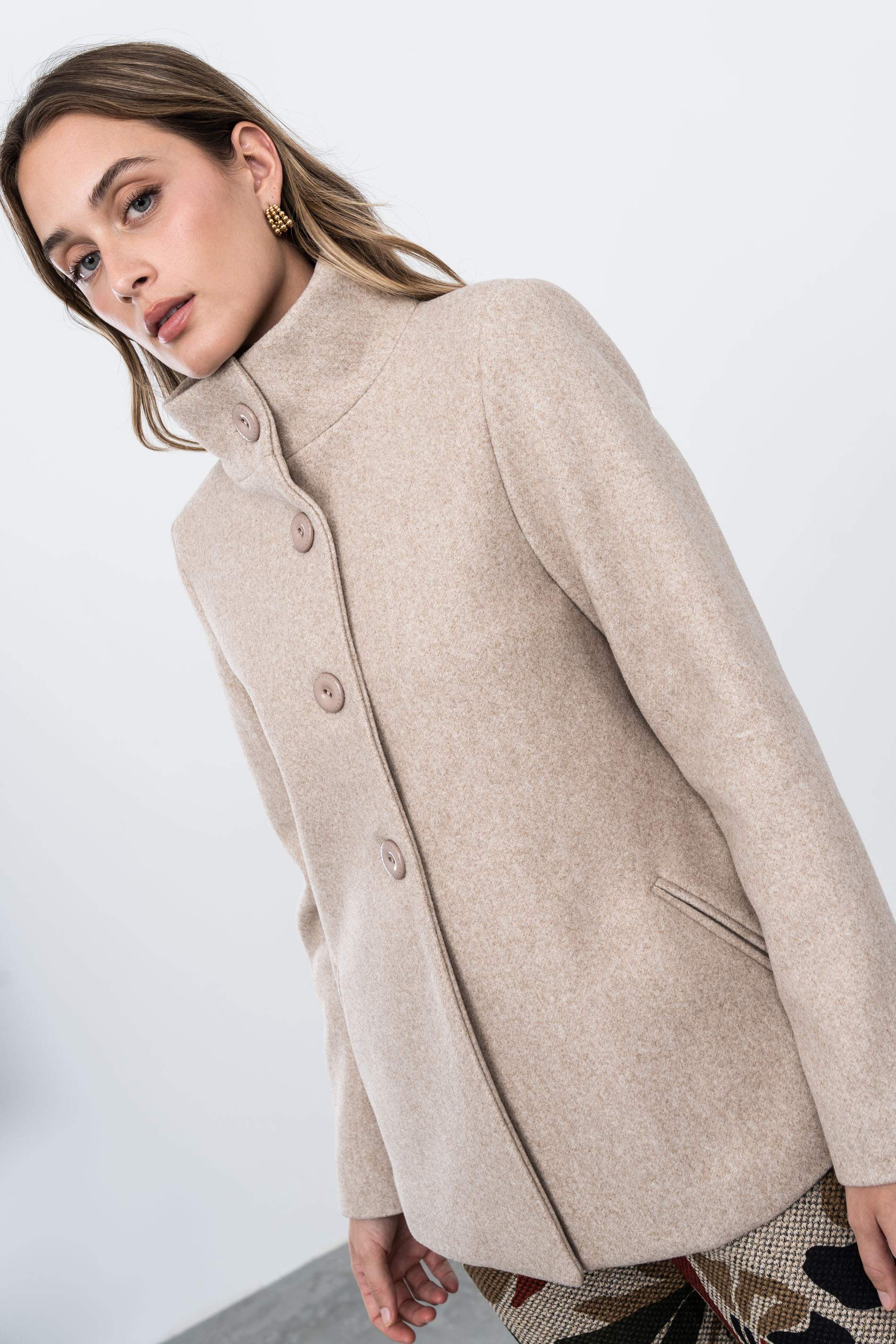 CHAQUETÓN PAÑO JASPEADO