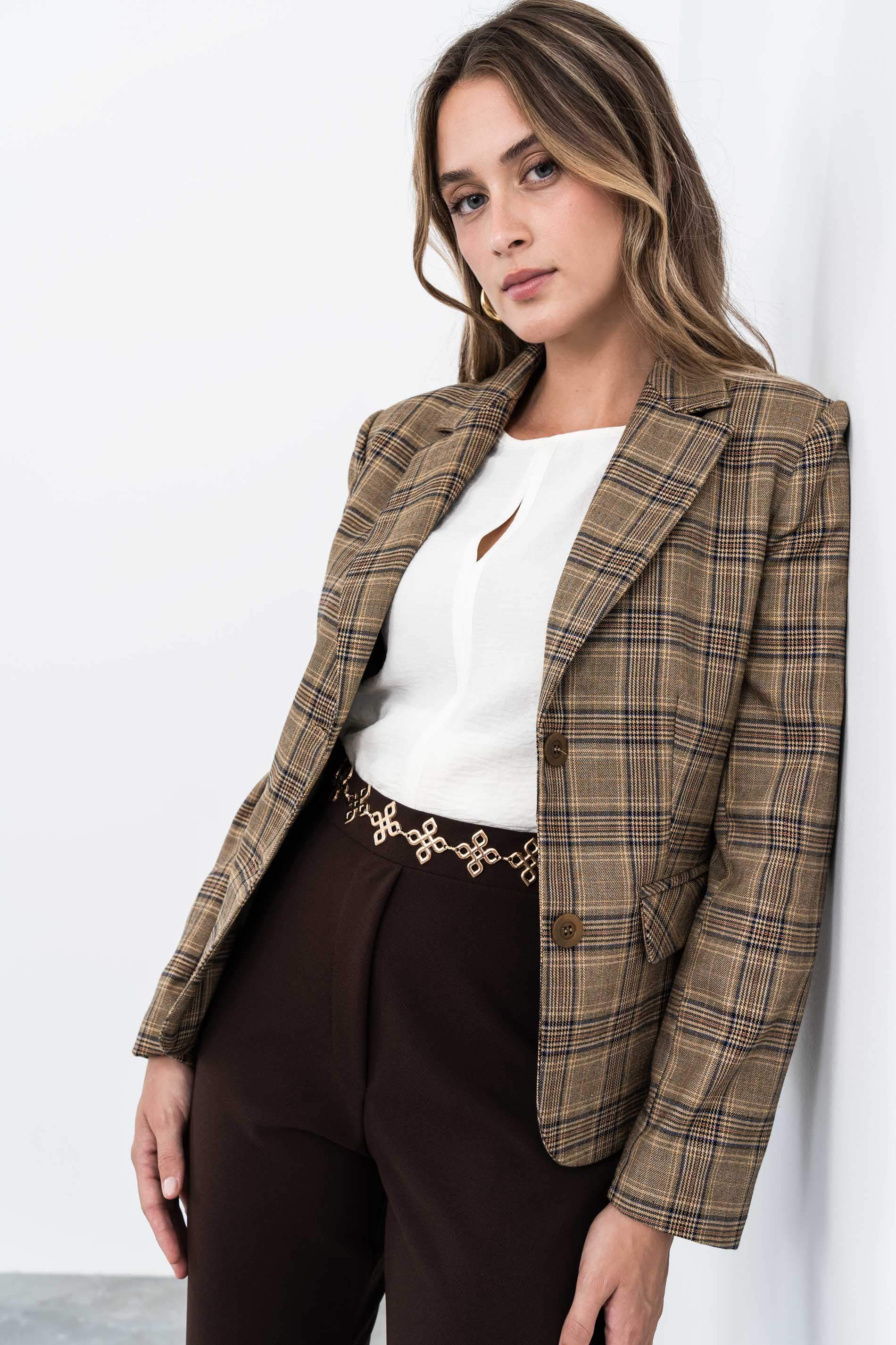 AMERICANA CUADROS CAMEL
