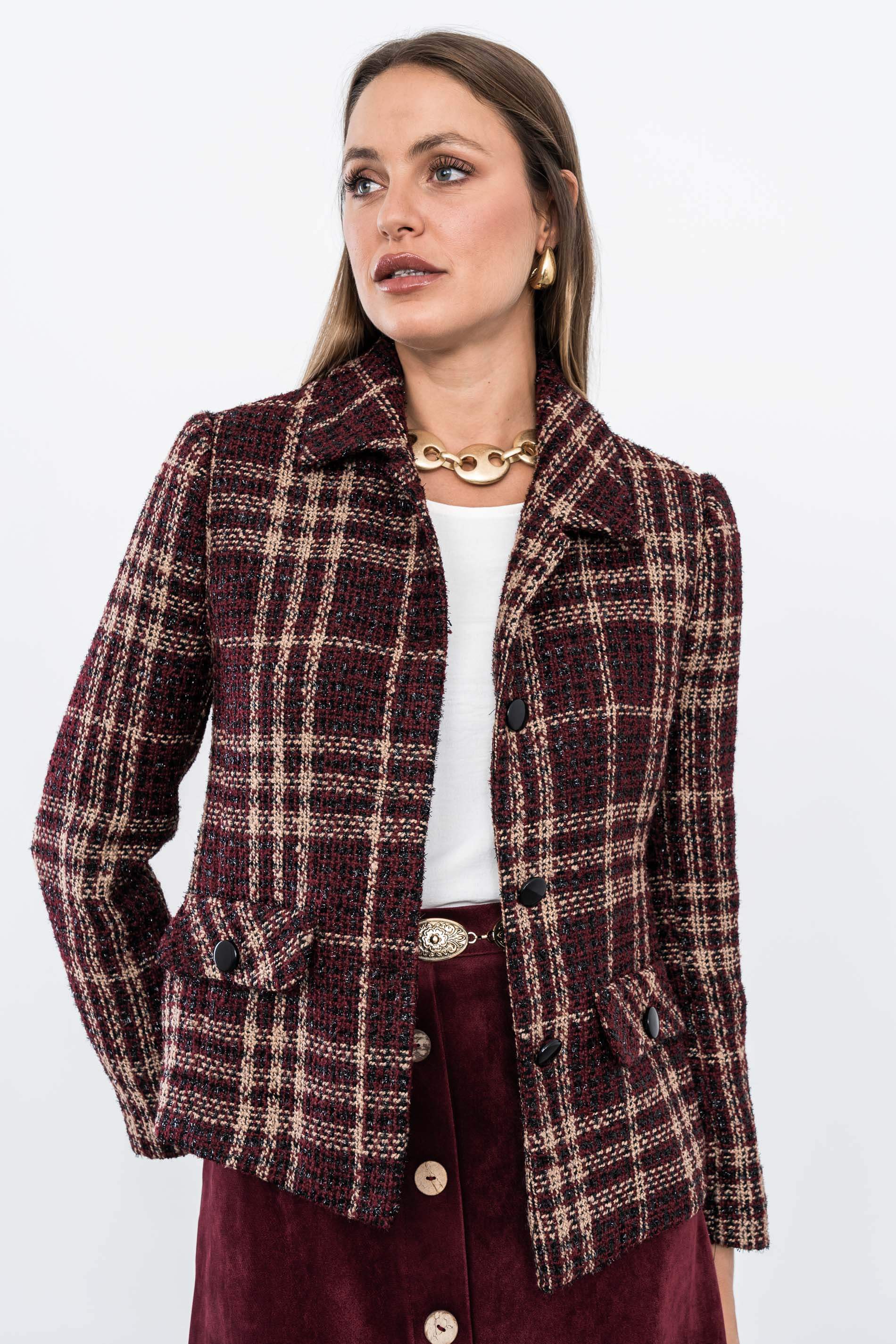CHAQUETA CUADRO HILO BRILLO