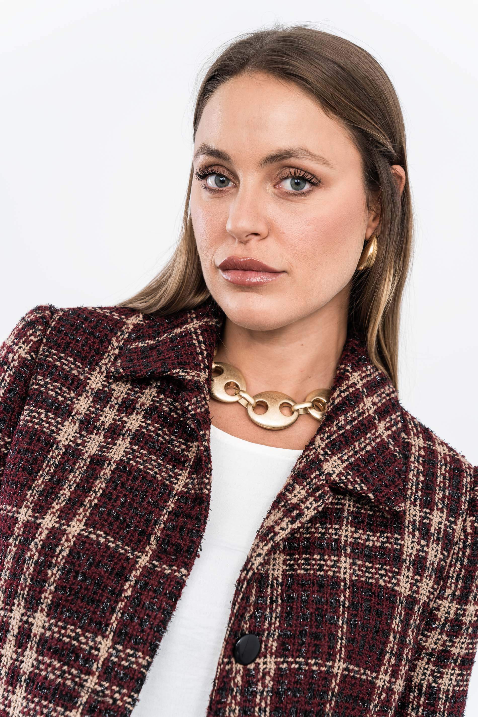 CHAQUETA CUADRO HILO BRILLO