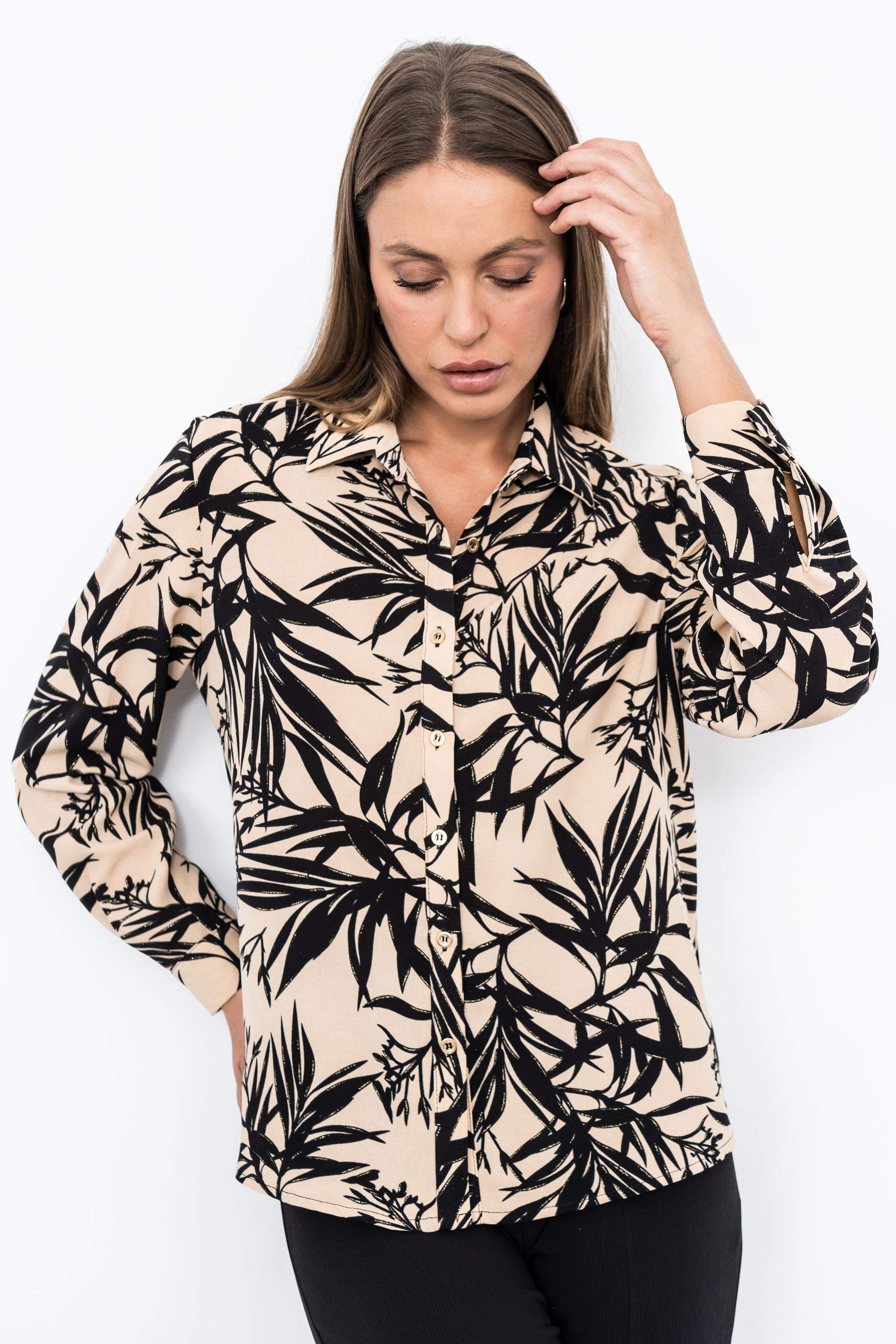 CAMISA HOJAS BRILLO
