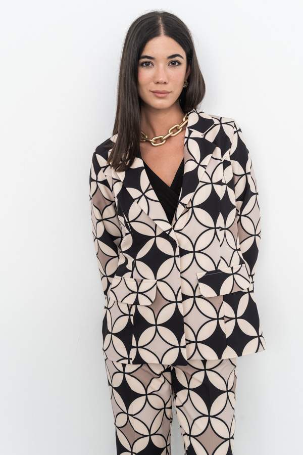 CHAQUETA ESTAMPADA CÍRCULOS NEGRO