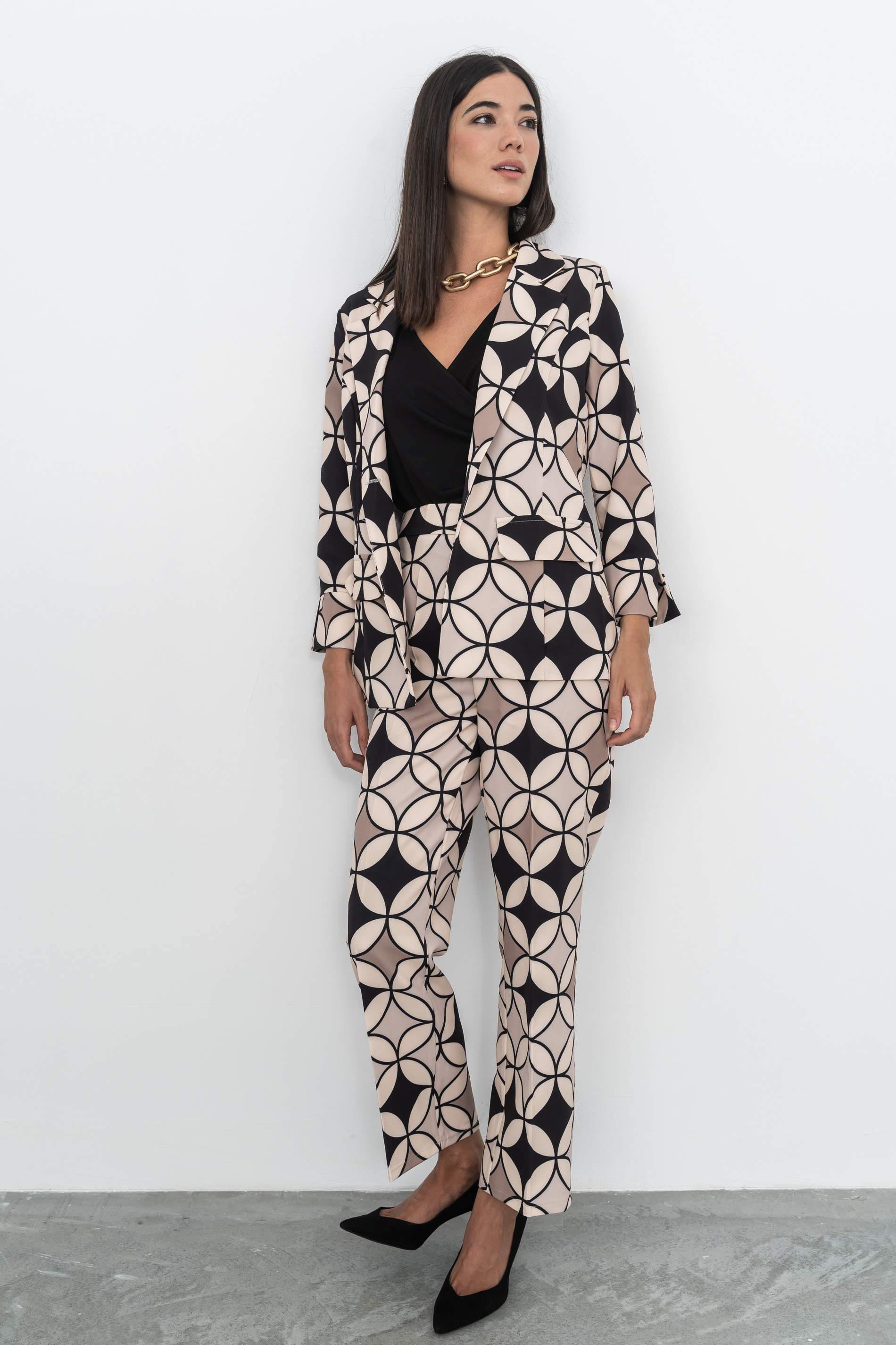 PANTALÓN ESTAMPADO CÍRCULOS NEGRO