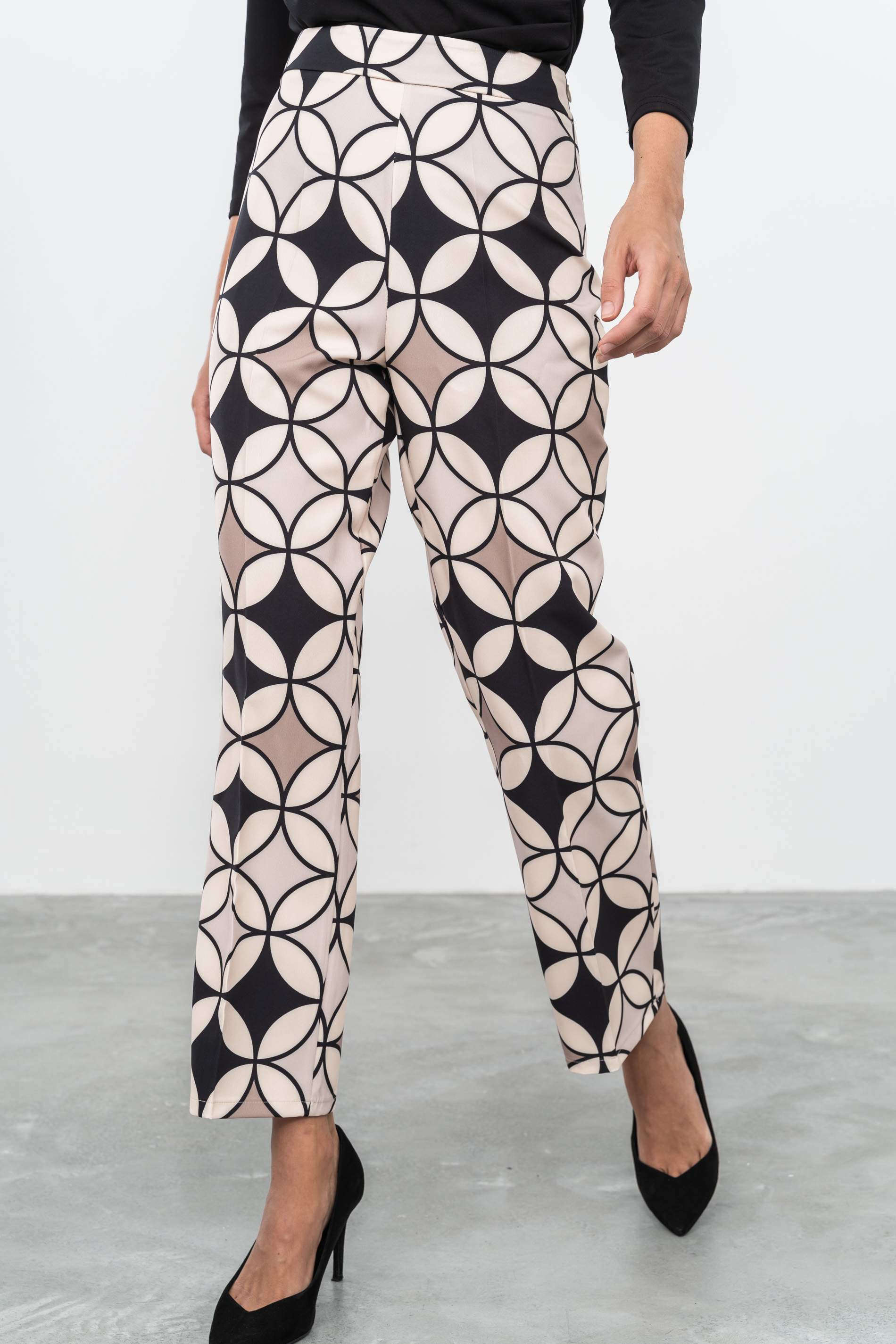 PANTALÓN ESTAMPADO CÍRCULOS NEGRO