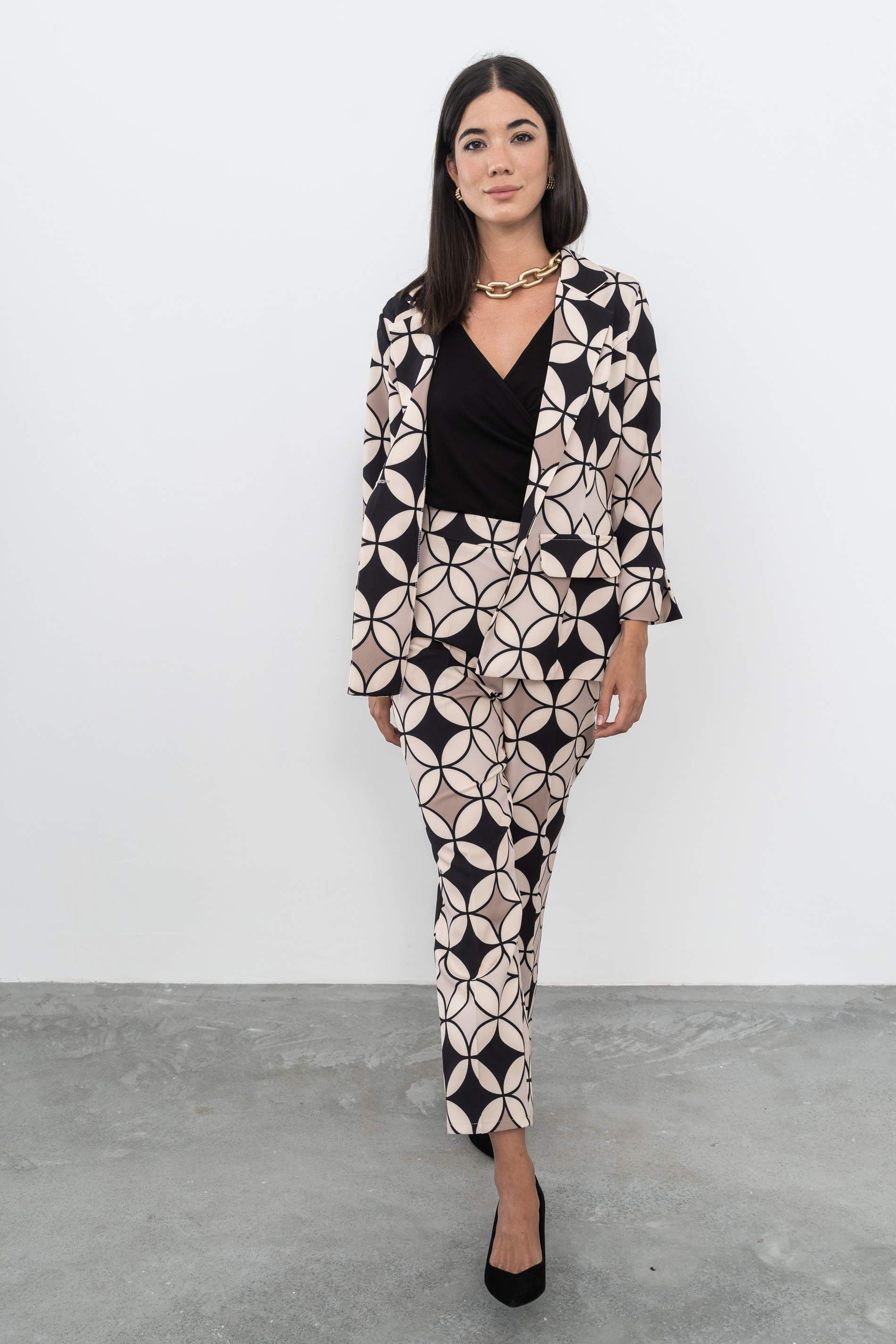 PANTALÓN ESTAMPADO CÍRCULOS NEGRO