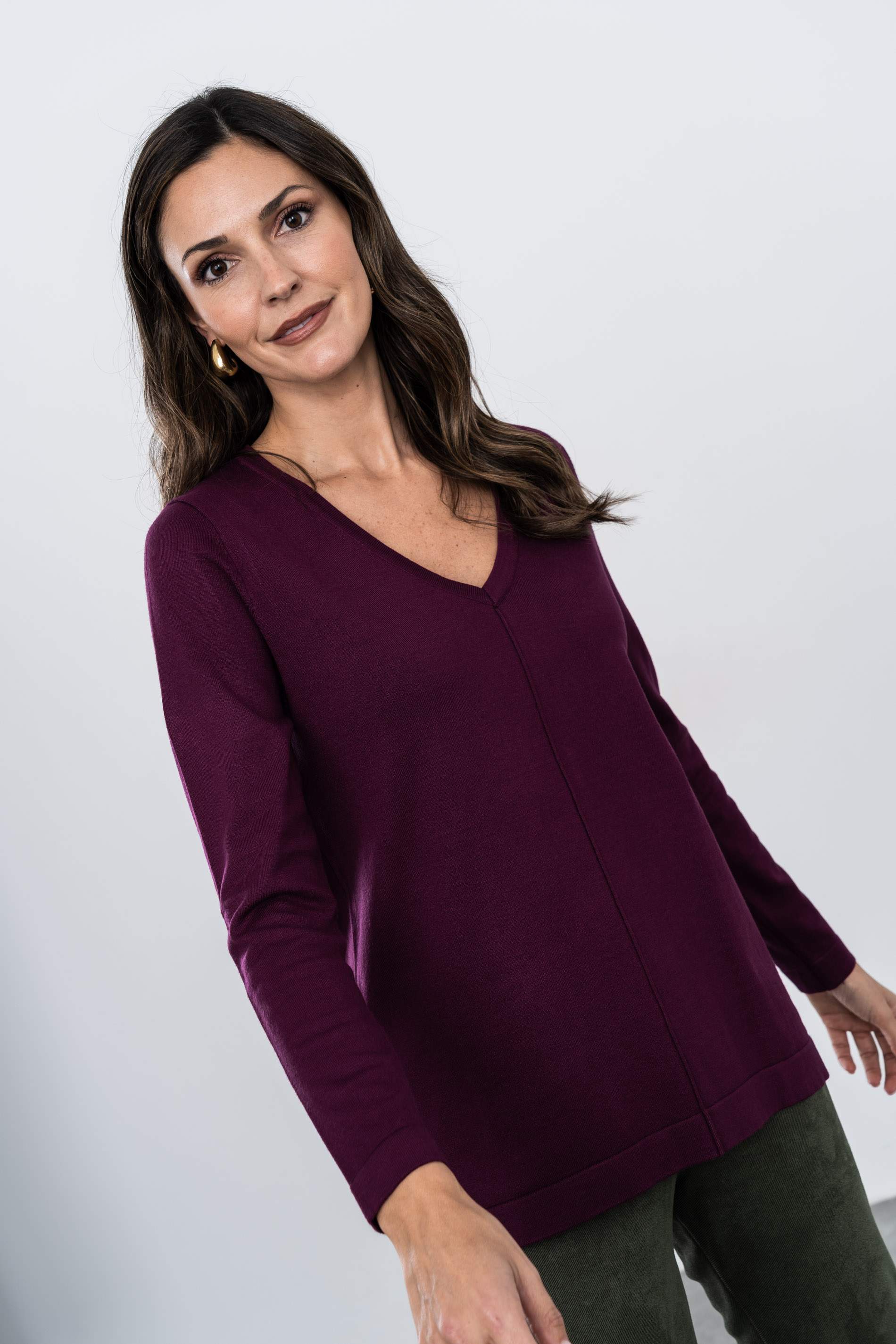 JERSEY CUELLO PICO NERVIO CENTRAL BERENJENA