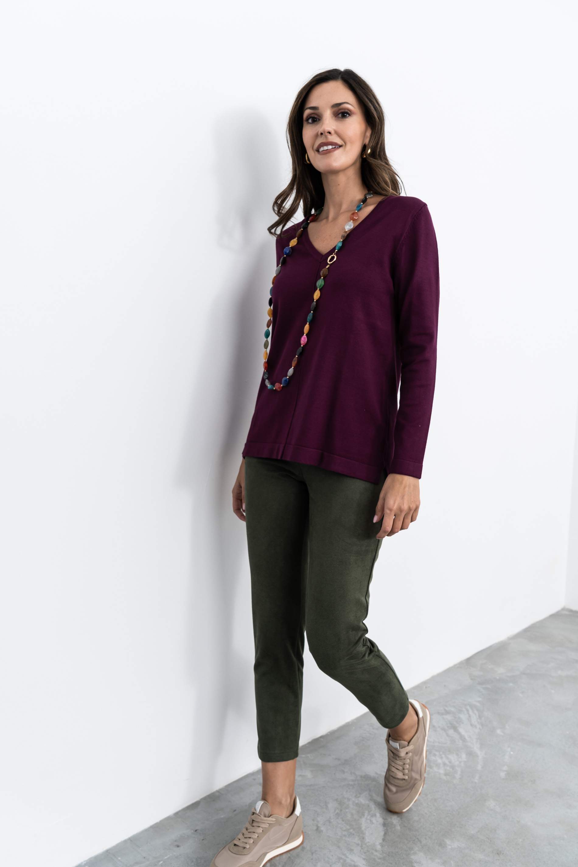 JERSEY CUELLO PICO NERVIO CENTRAL BERENJENA