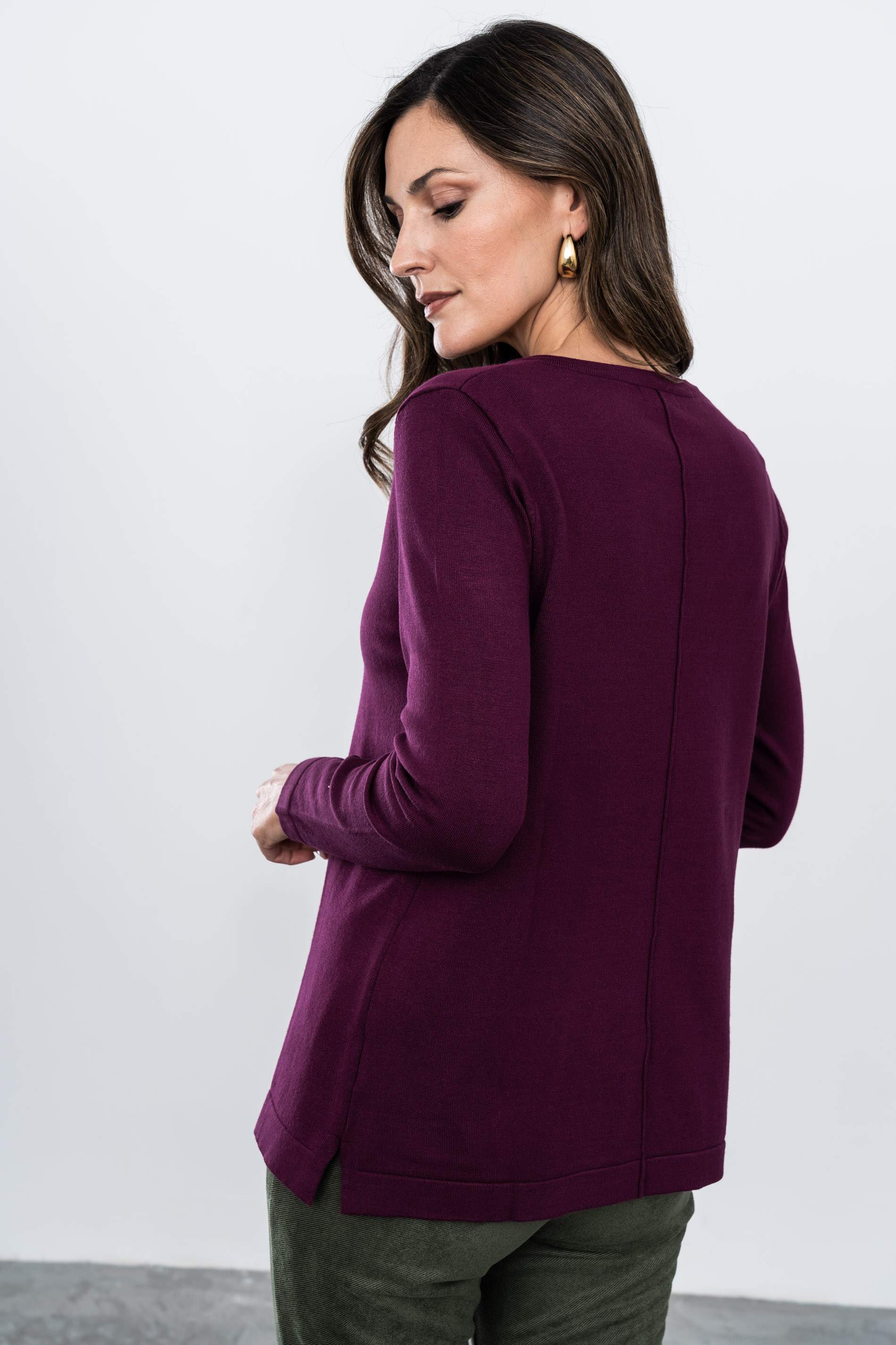 JERSEY CUELLO PICO NERVIO CENTRAL BERENJENA