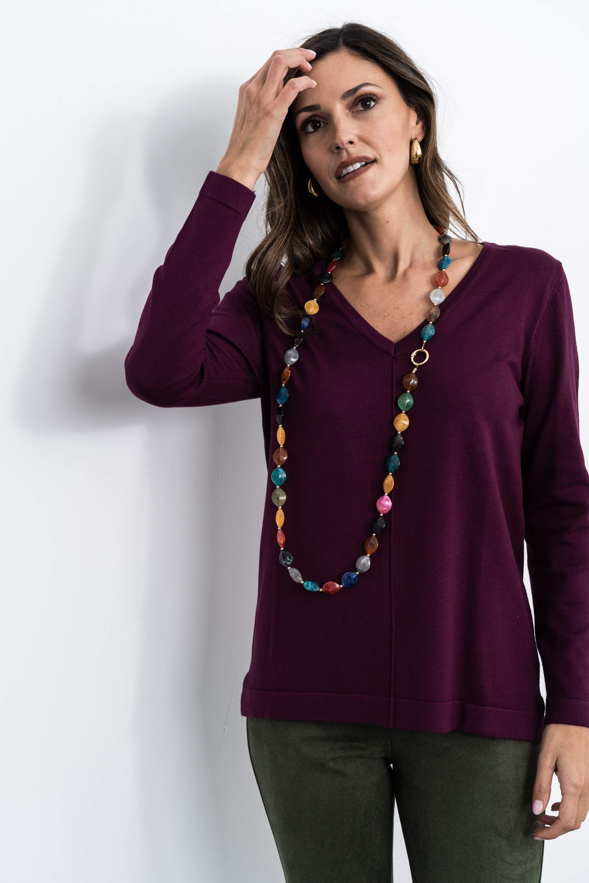 JERSEY CUELLO PICO NERVIO CENTRAL BERENJENA