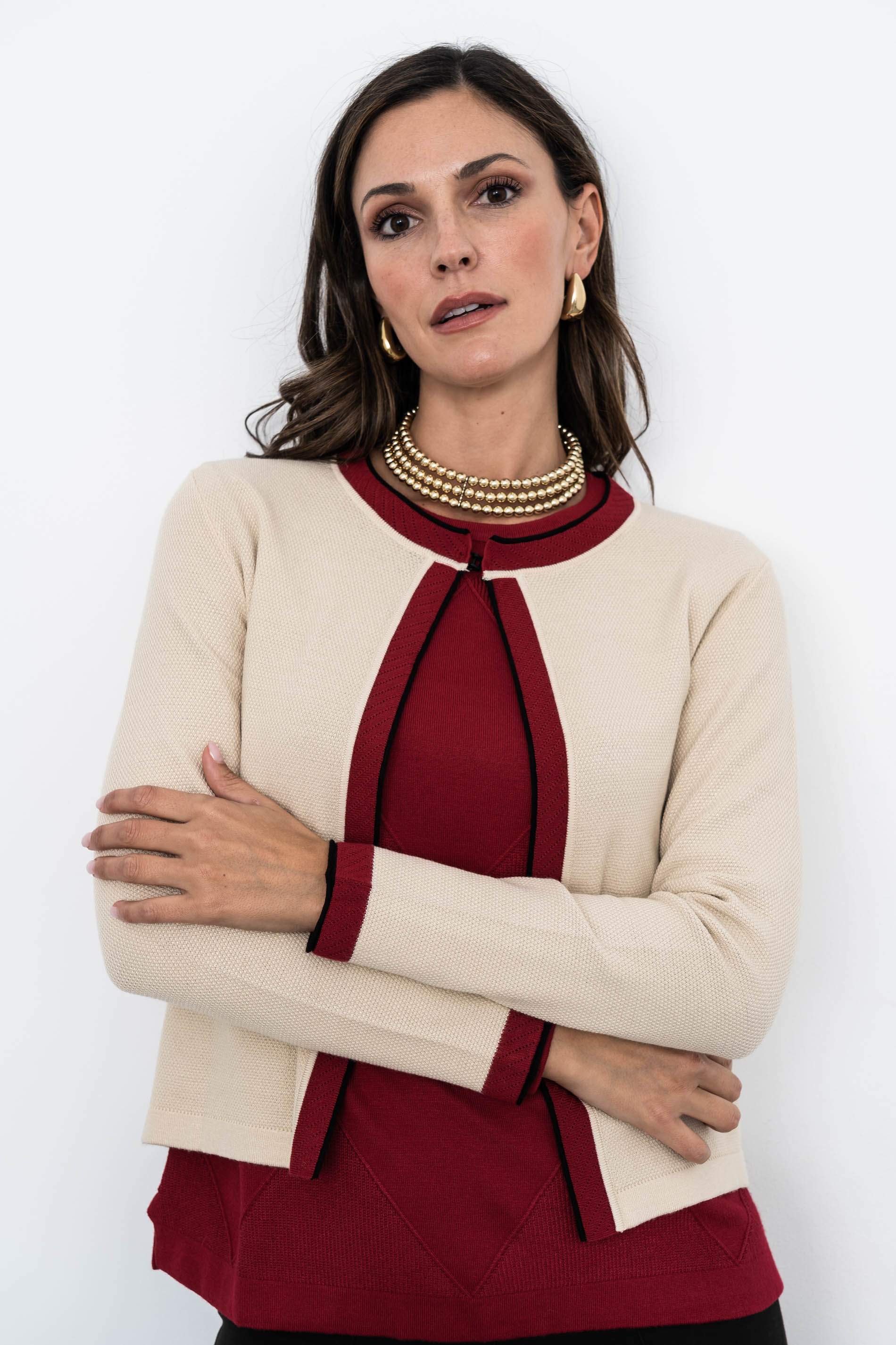 JERSEY ROMBO TEJIDO LARGO GRANATE