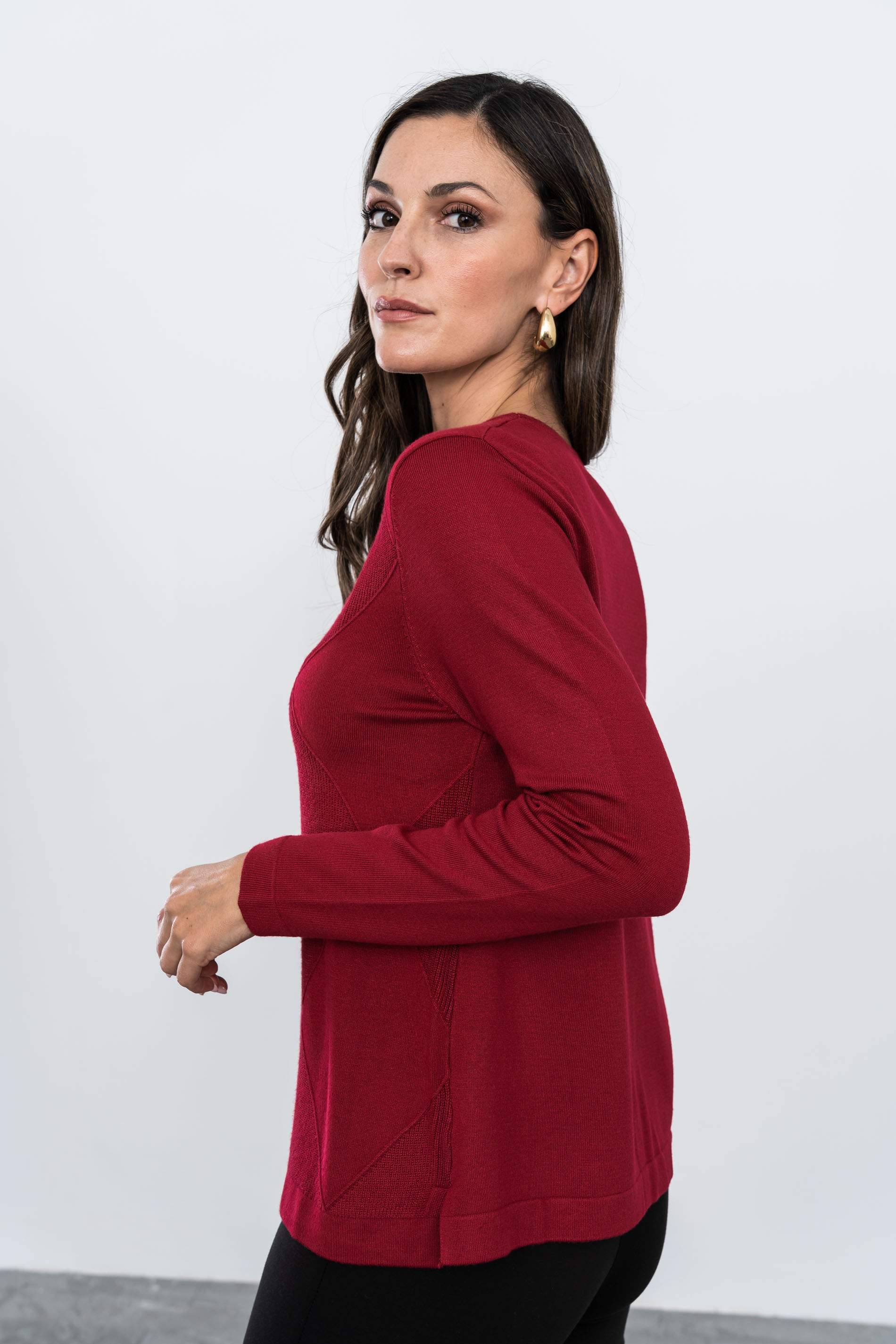 JERSEY ROMBO TEJIDO LARGO GRANATE