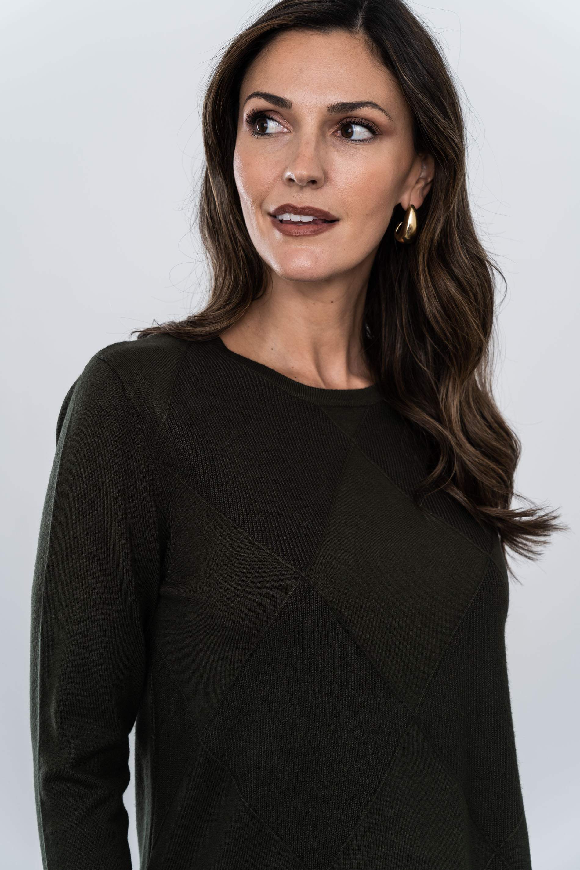 JERSEY ROMBO TEJIDO LARGO KAKI