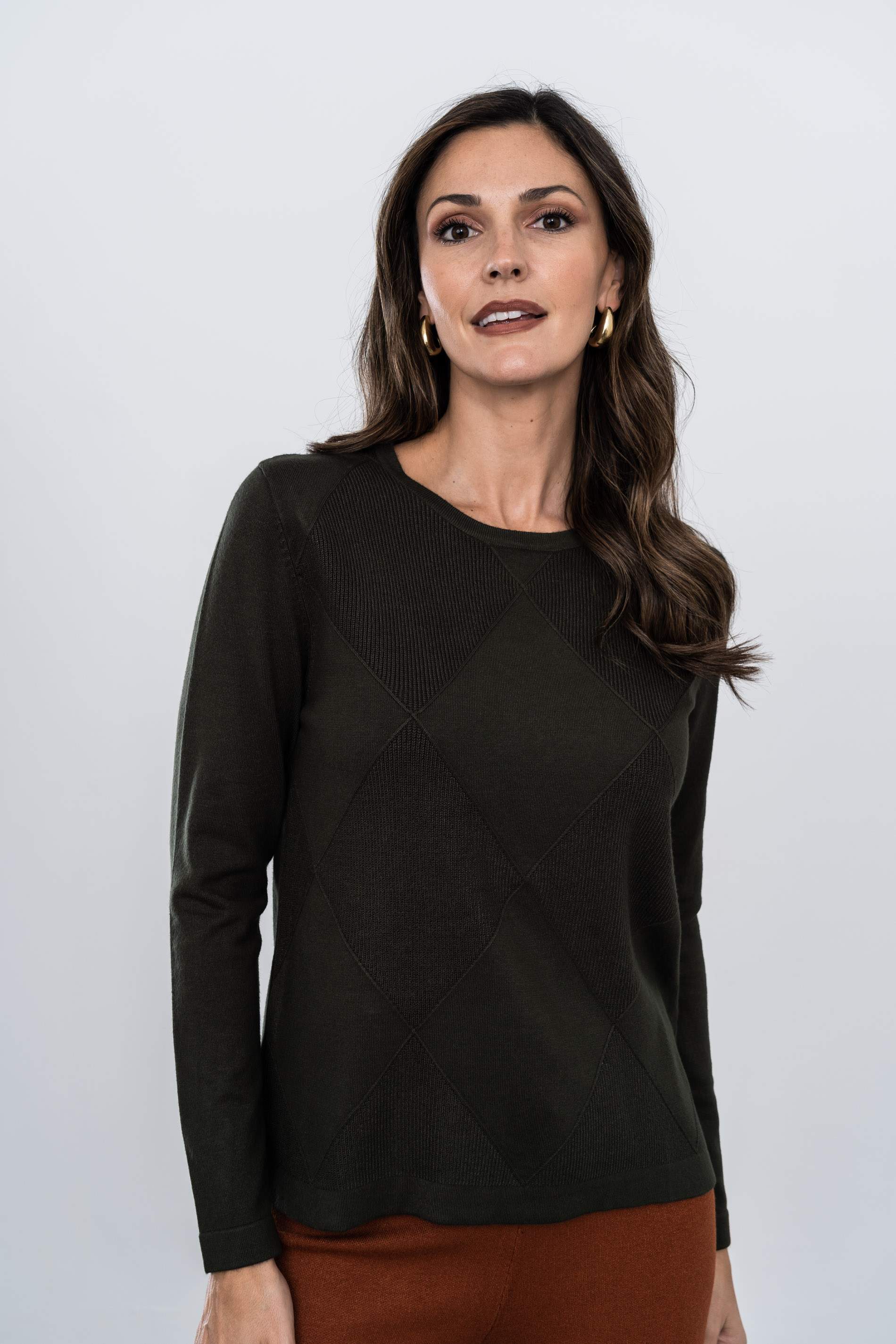 JERSEY ROMBO TEJIDO LARGO KAKI