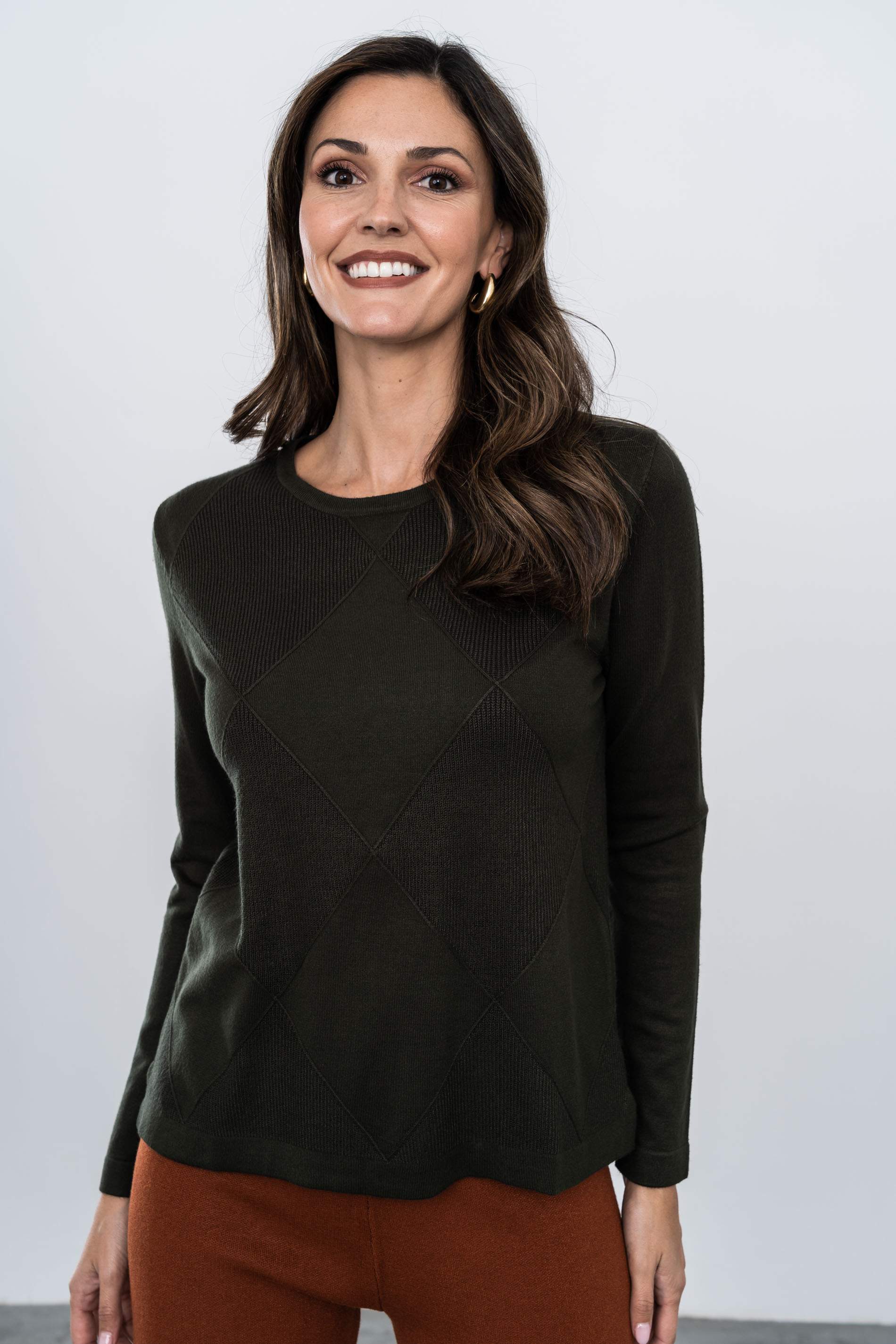 JERSEY ROMBO TEJIDO LARGO KAKI