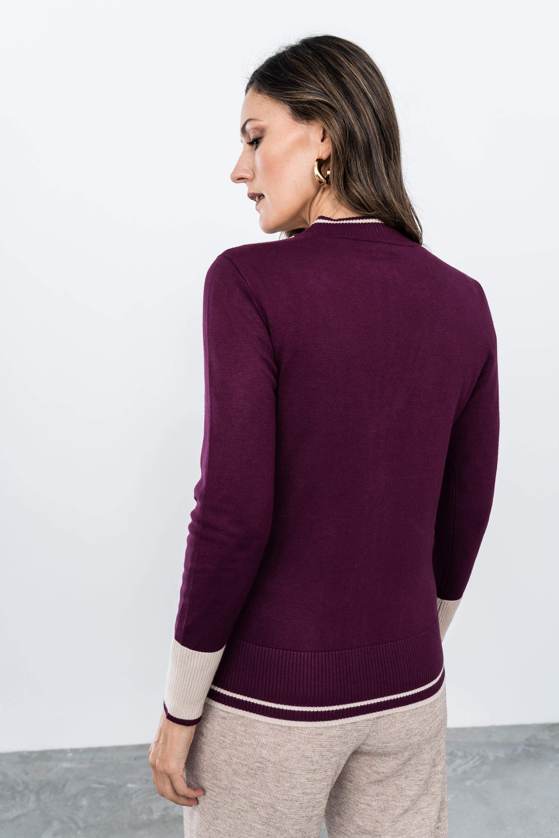 CHAQUETA CREMALLERA BLOQUES BERENJENA