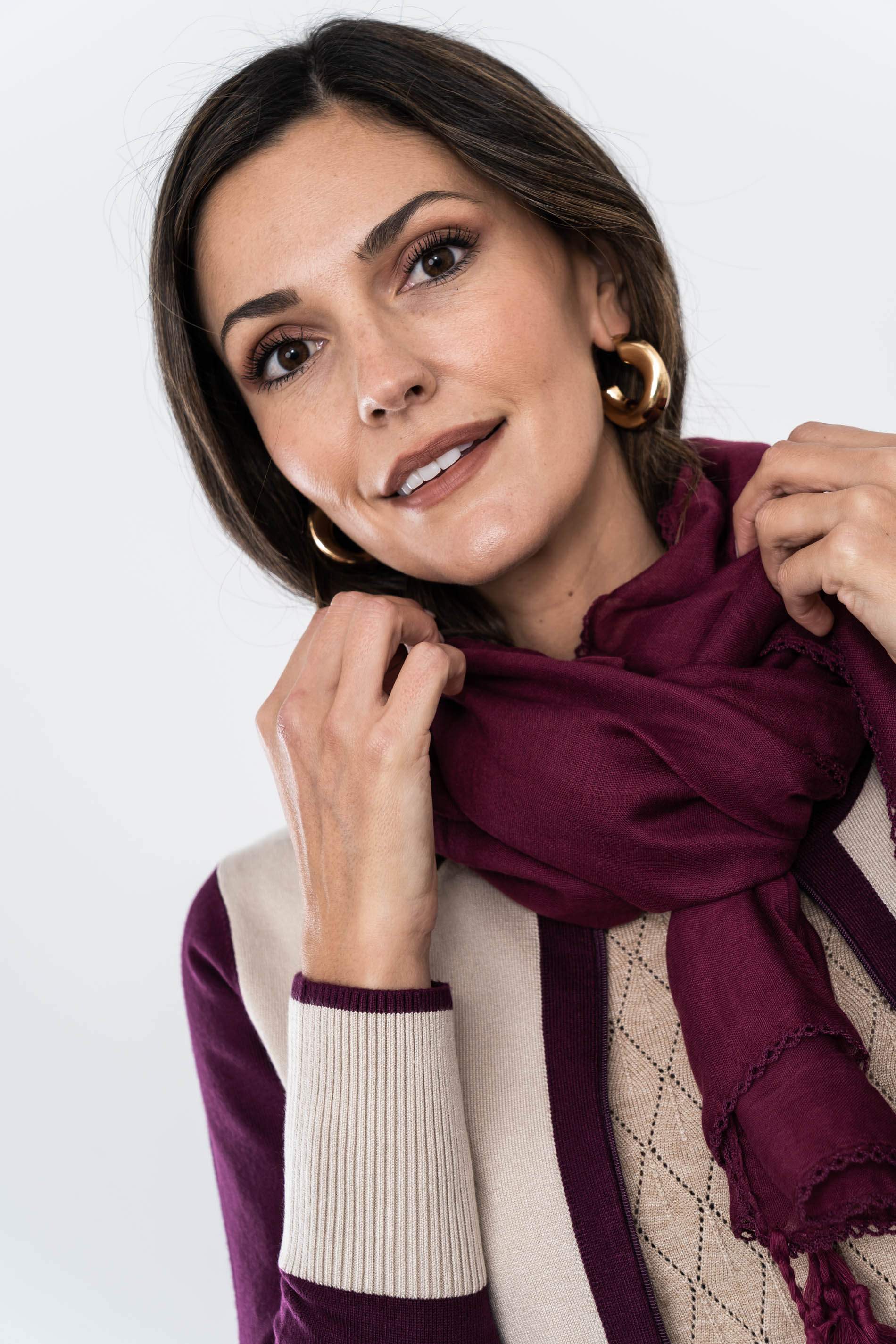 CHAQUETA CREMALLERA BLOQUES BERENJENA