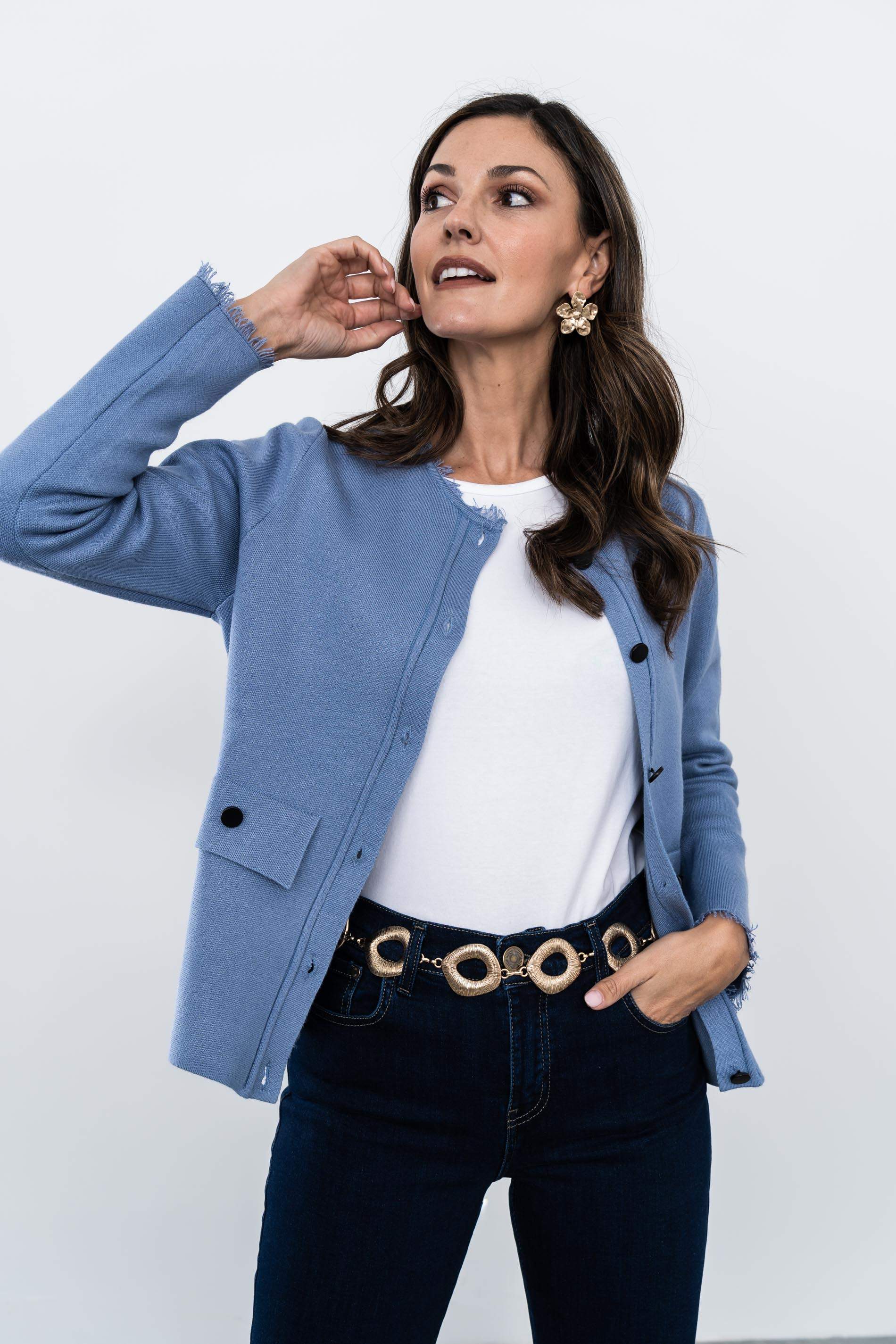 CHAQUETA DESFLECADA CELESTE