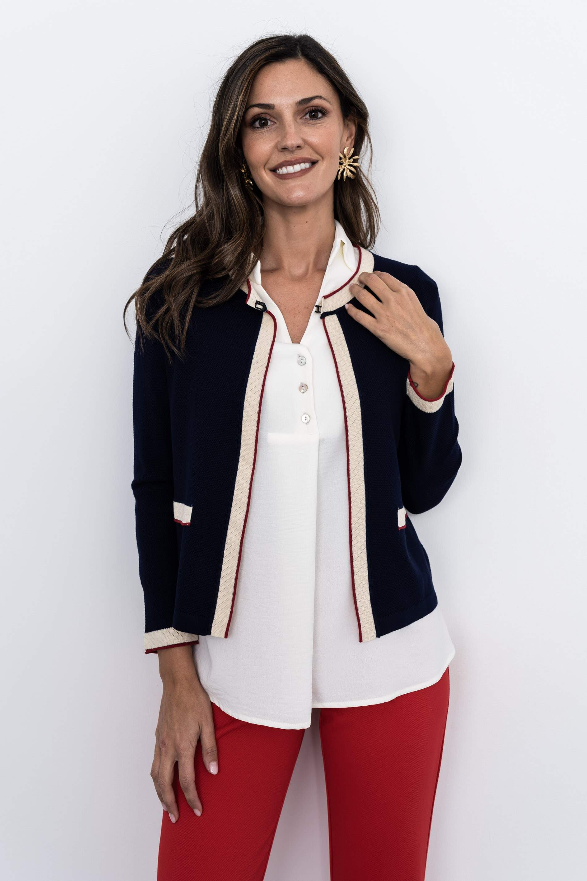 CHAQUETA VIVOS COMBINADOS MARINO