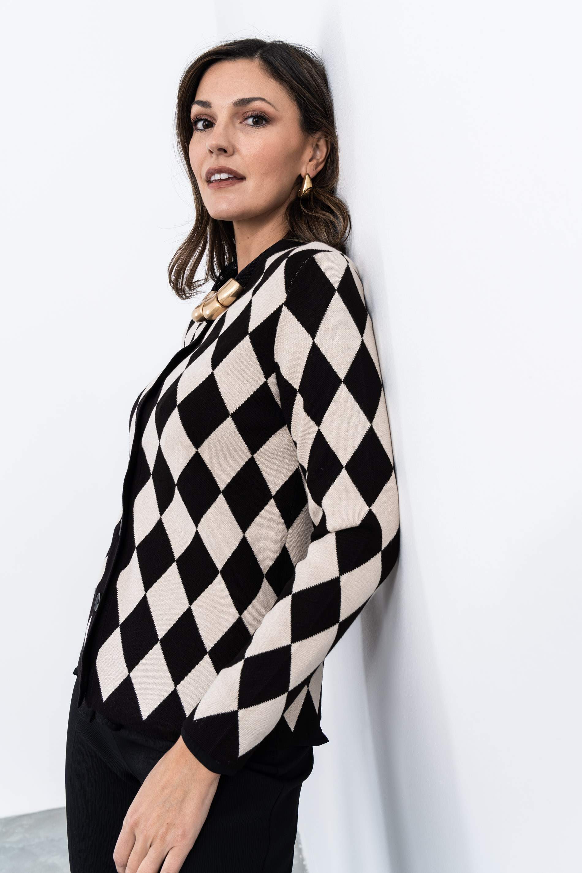 CHAQUETA TODO ROMBOS NEGRO