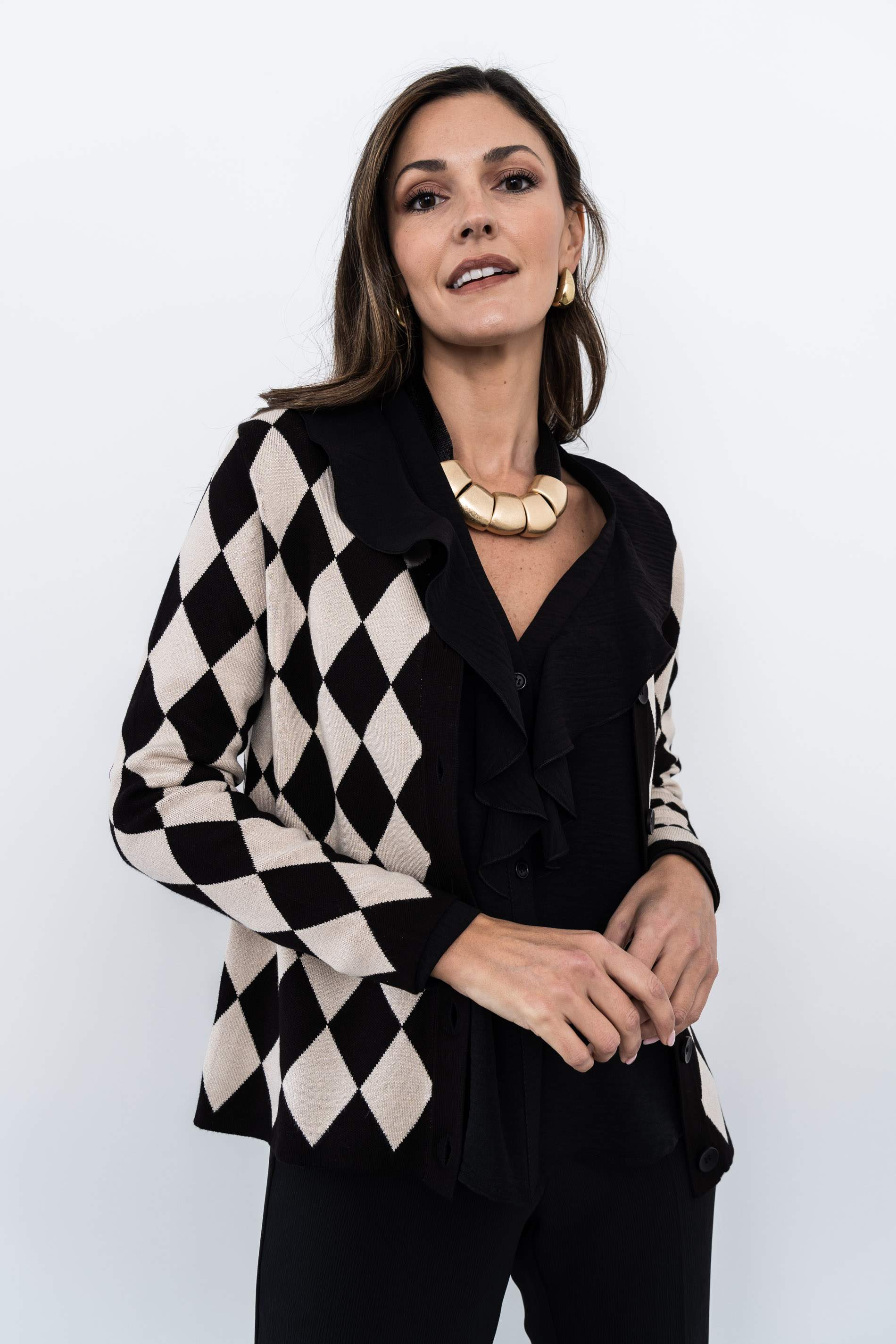 CHAQUETA TODO ROMBOS NEGRO