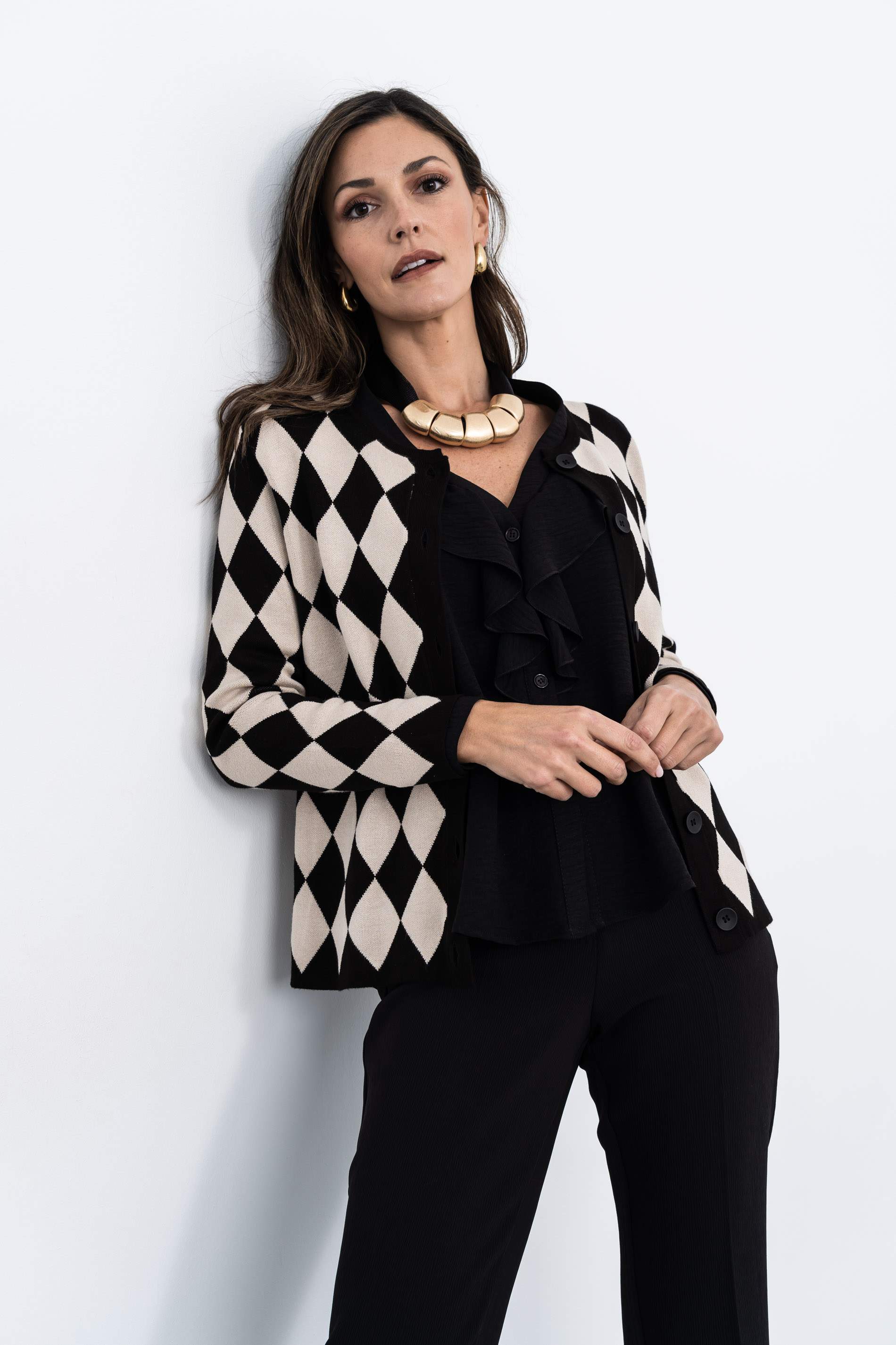 CHAQUETA TODO ROMBOS NEGRO