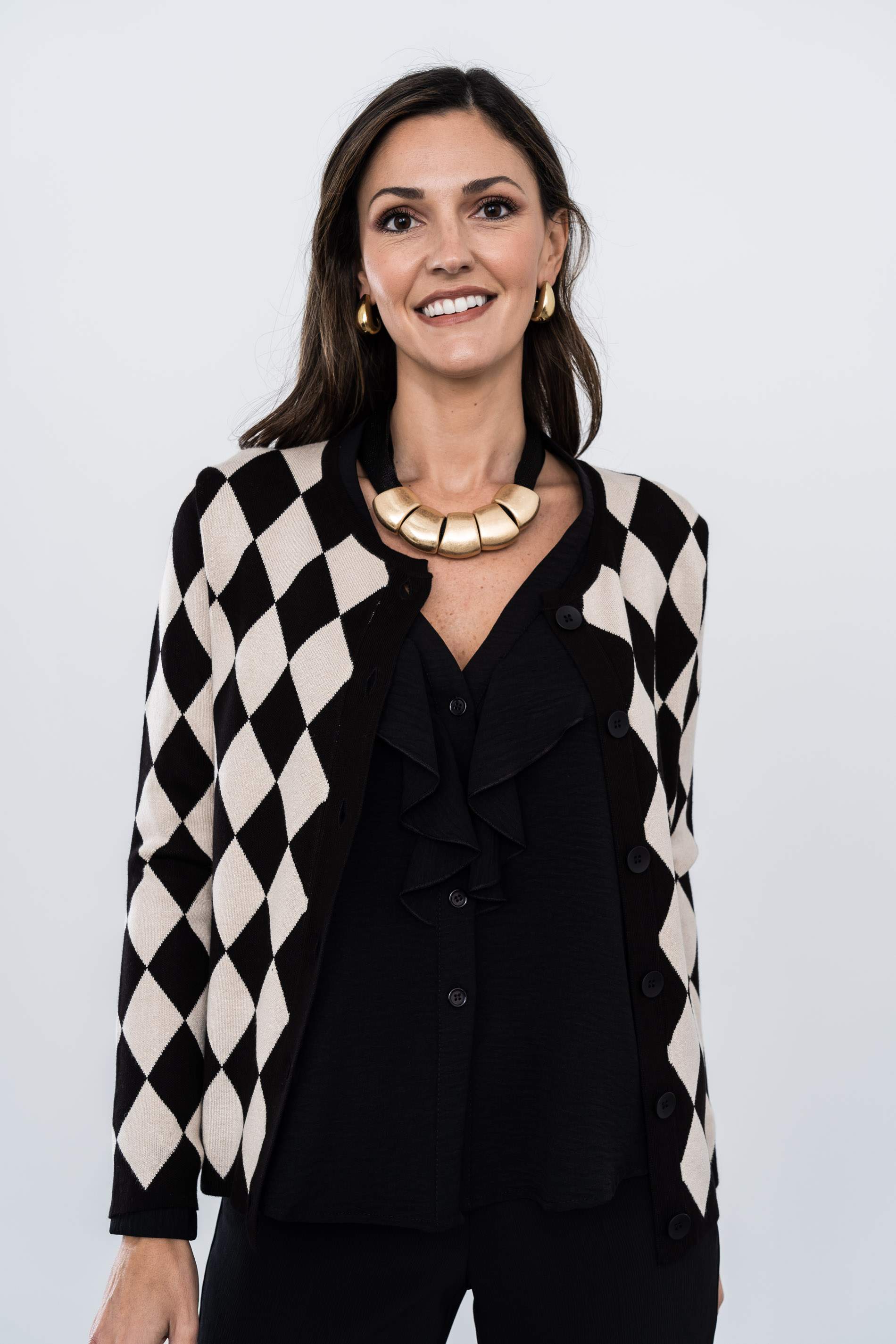 CHAQUETA TODO ROMBOS NEGRO