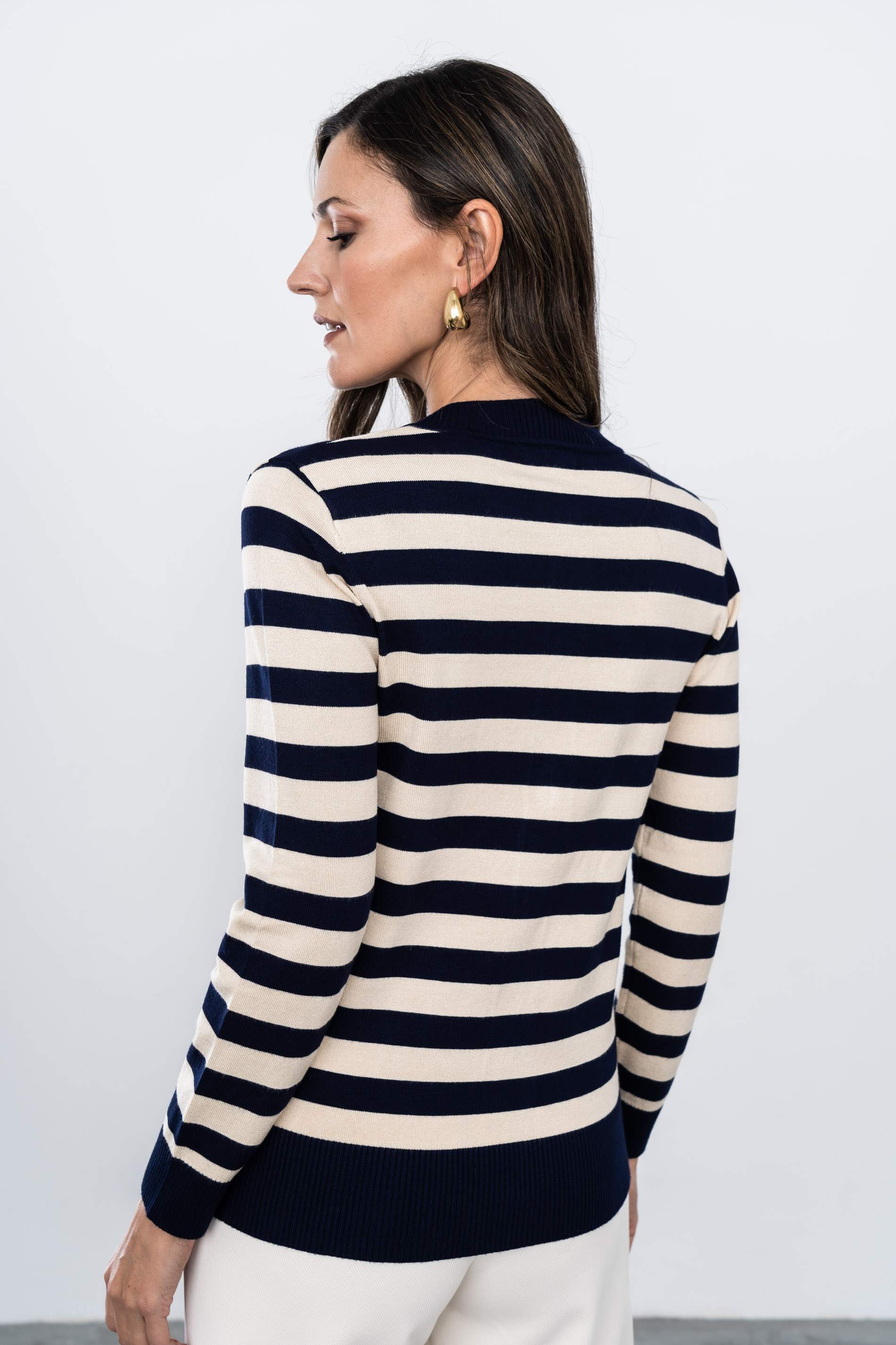 CHAQUETA RAYAS COMBINADA MARINO