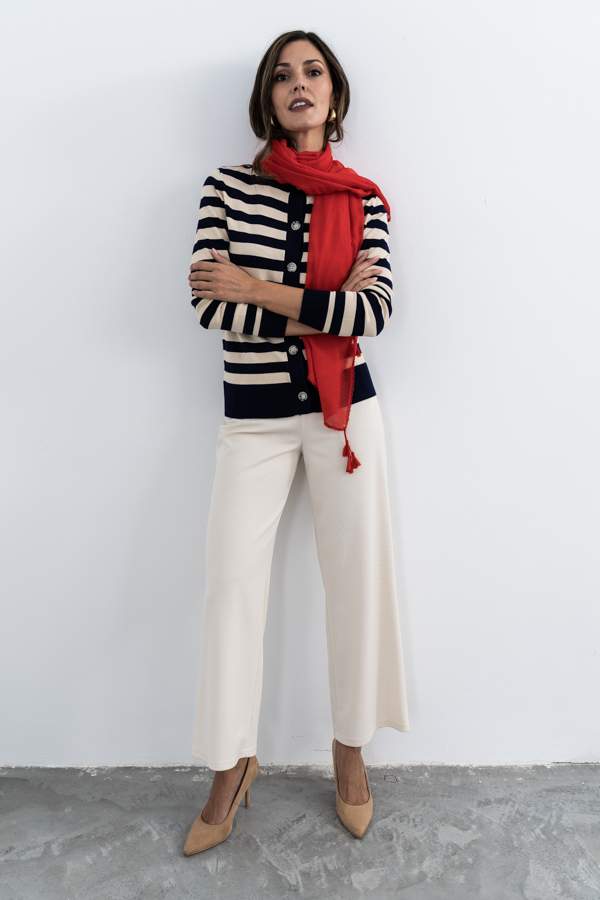 CHAQUETA RAYAS COMBINADA MARINO