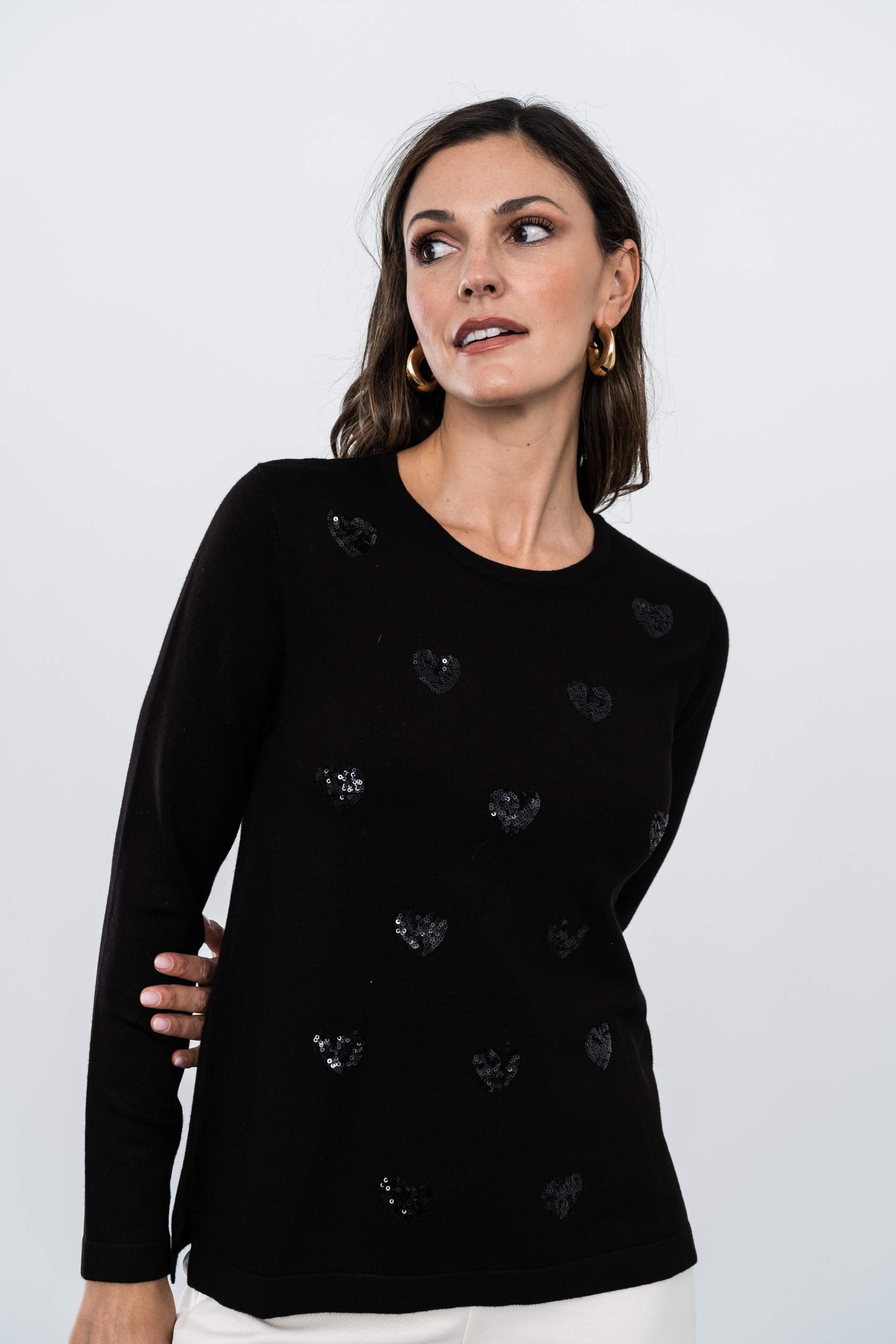 JERSEY CORAZONES LENTEJUELAS NEGRO