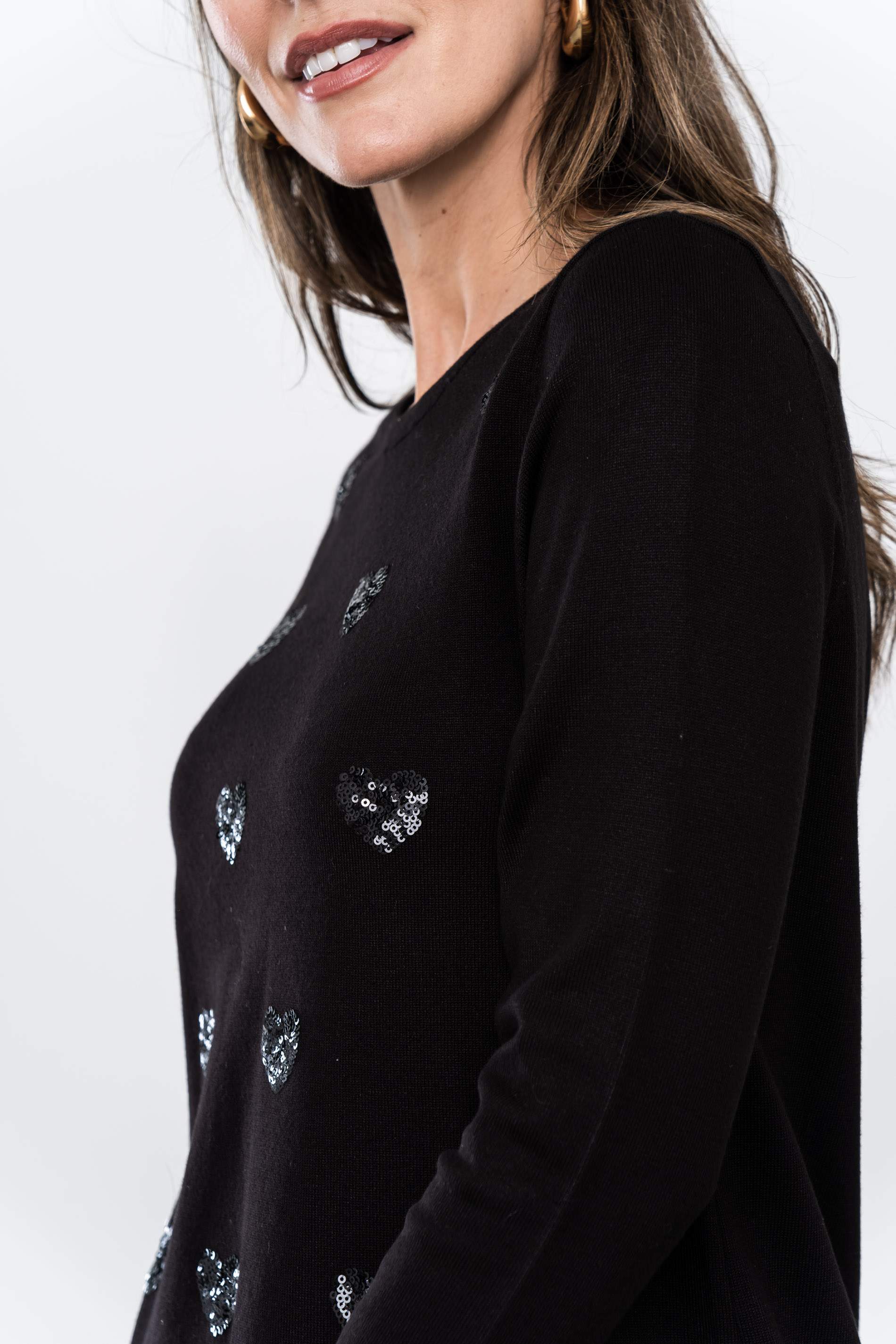 JERSEY CORAZONES LENTEJUELAS NEGRO