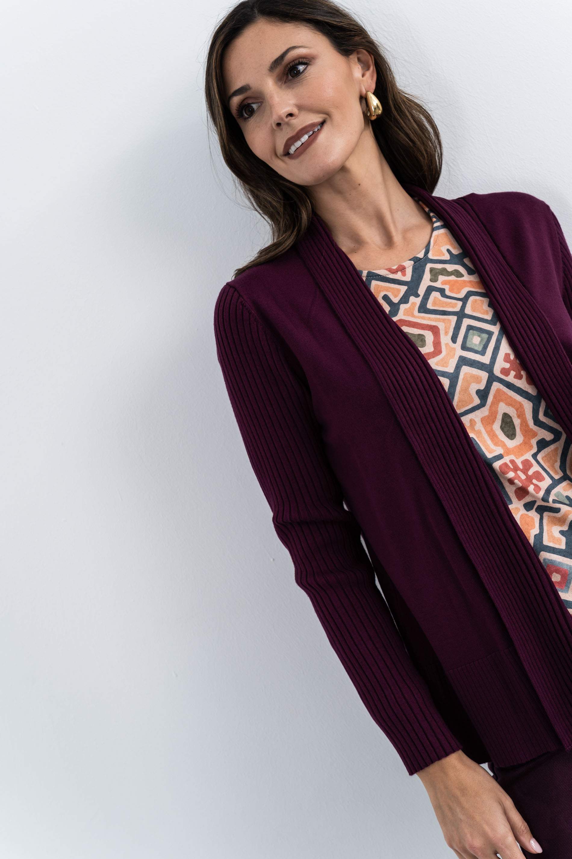 CHAQUETA CANALÉ COMBINADO BERENJENA