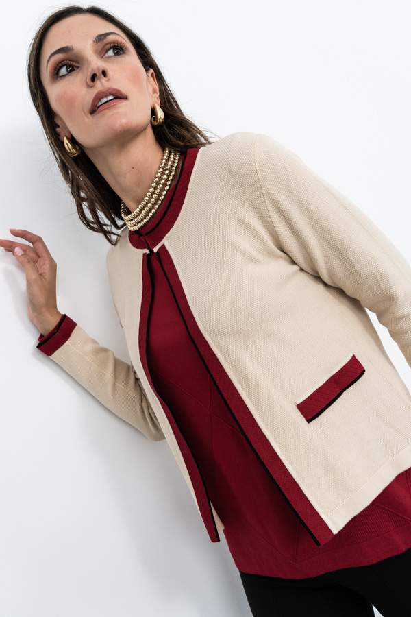 CHAQUETA VIVOS COMBINADOS PIEDRA