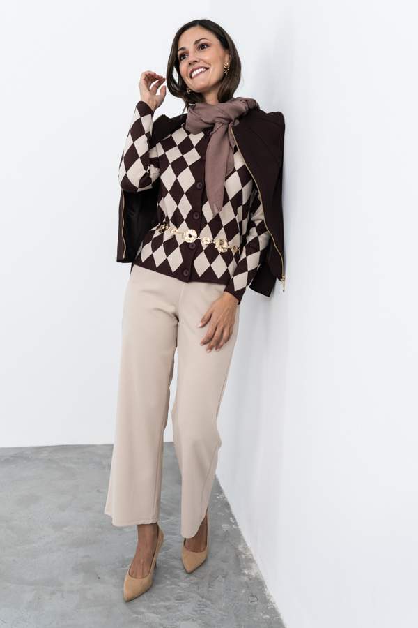 CHAQUETA TODO ROMBOS CHOCOLATE