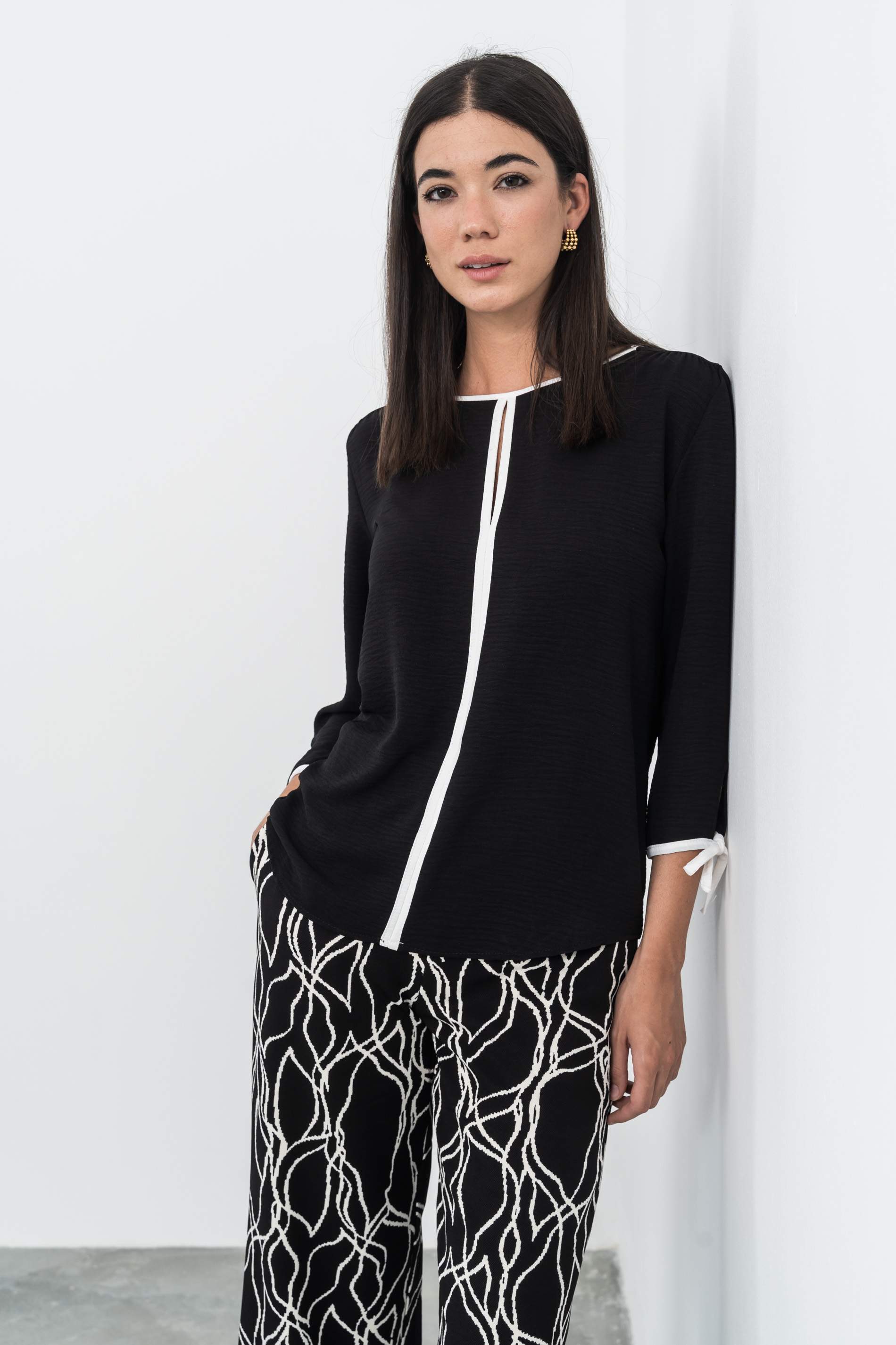 PANTALÓN HOLGADO COMBINADO NEGRO