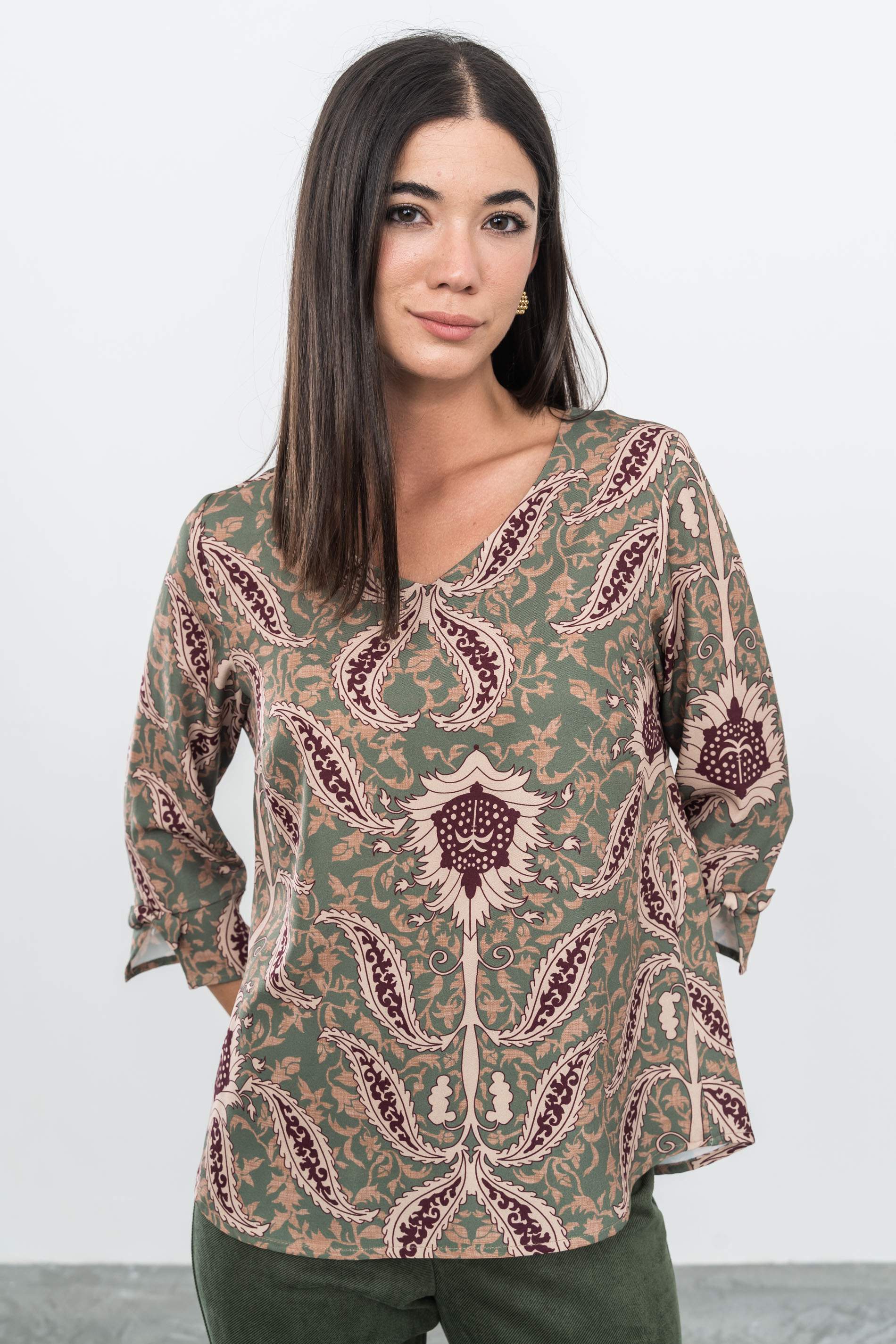 BLUSA ESTAMPADO CACHEMIRE KAKI