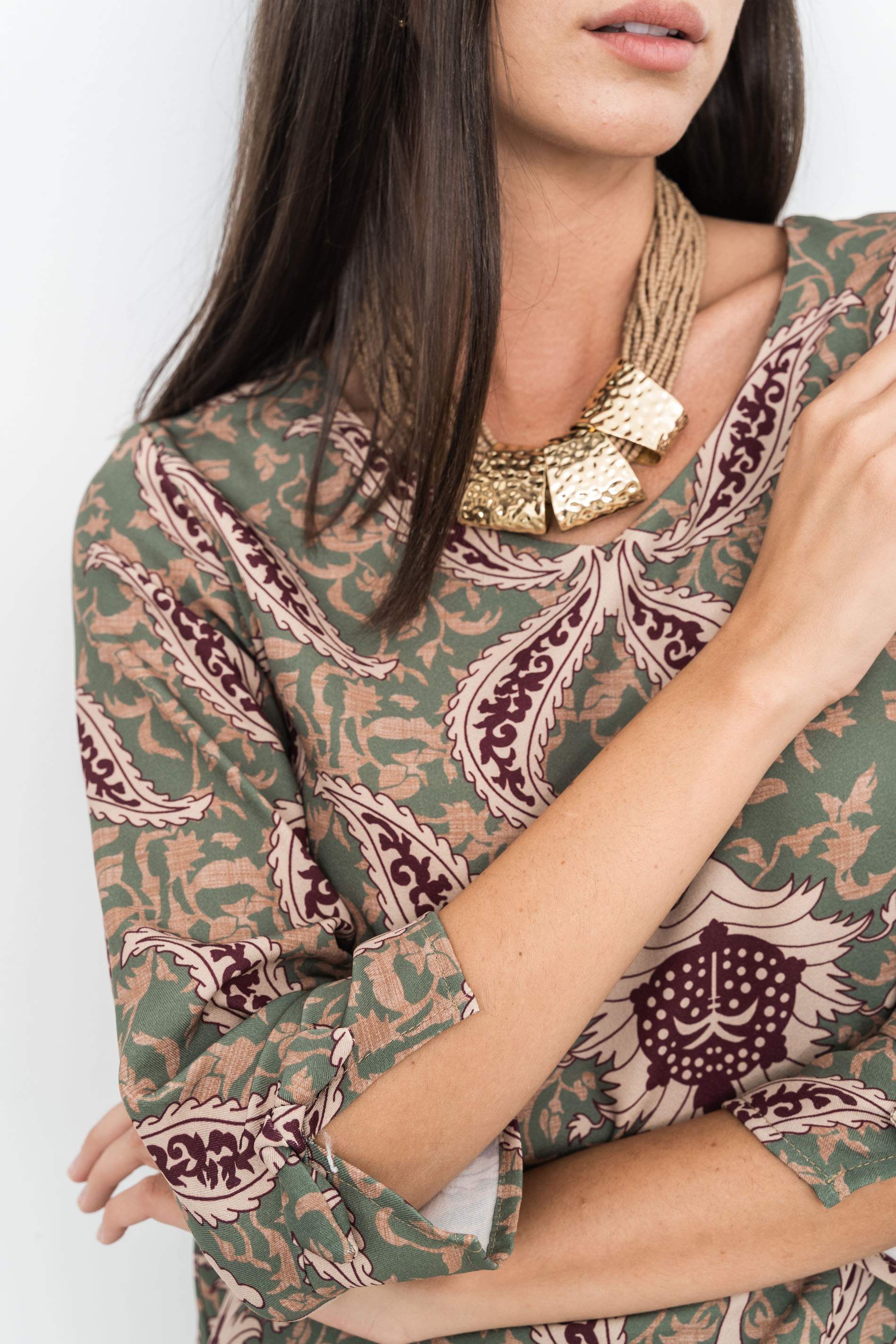 BLUSA ESTAMPADO CACHEMIRE KAKI